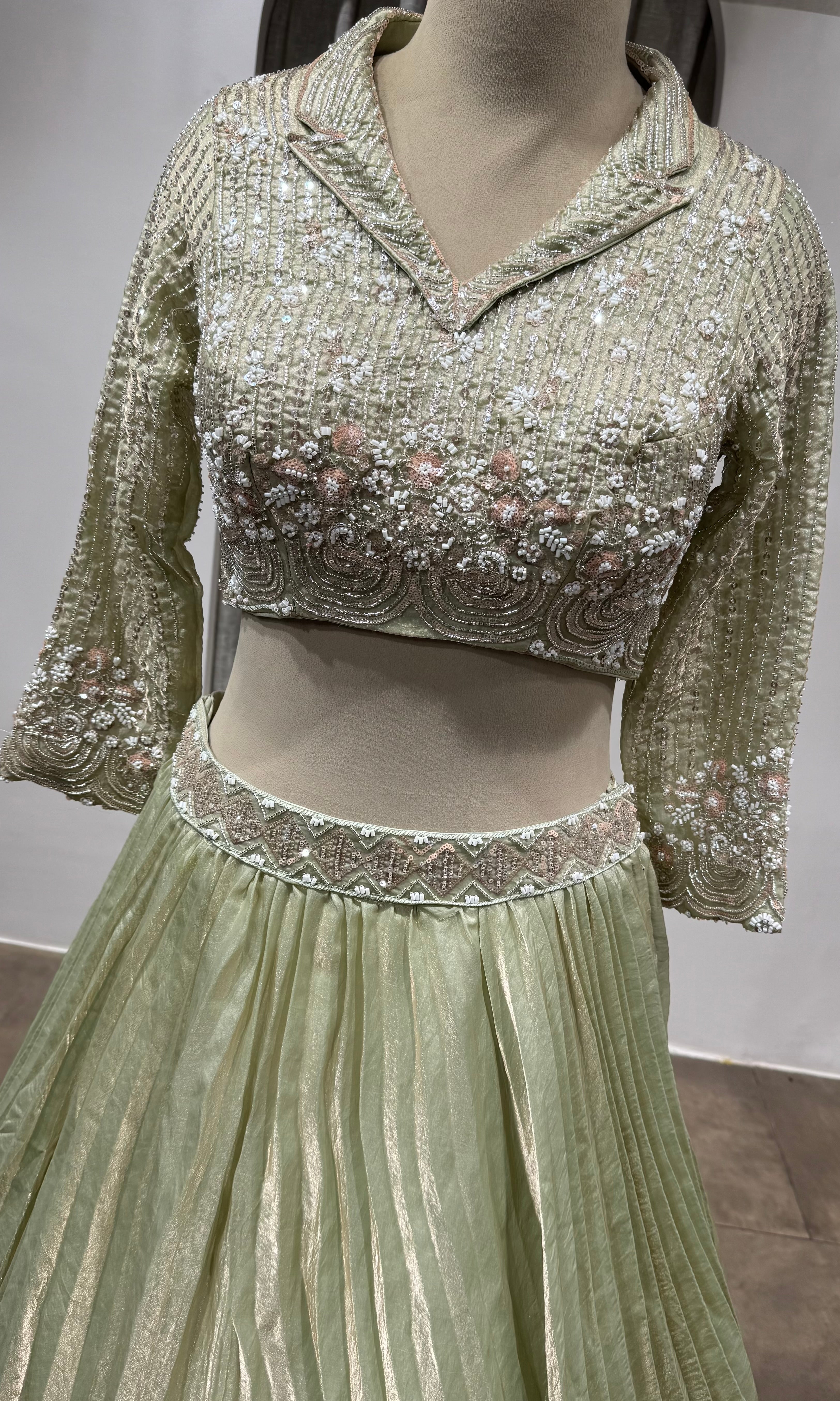 Light Green Embroidered Designer Lehenga Set