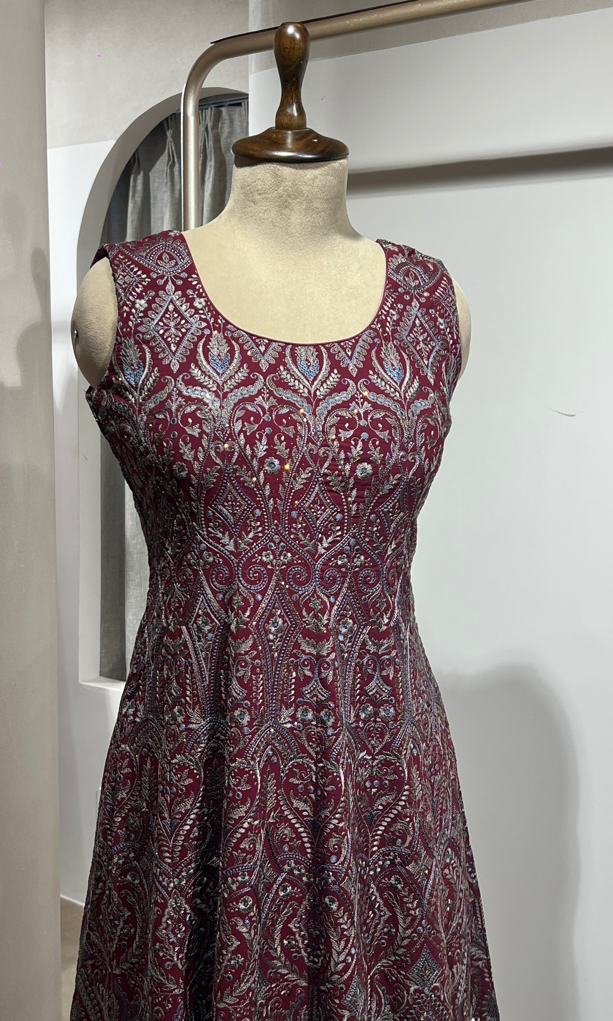 Maroon ANARKALI WITH PALAZZO PANTS