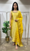 Yellow Banarasi embroidered kurta set