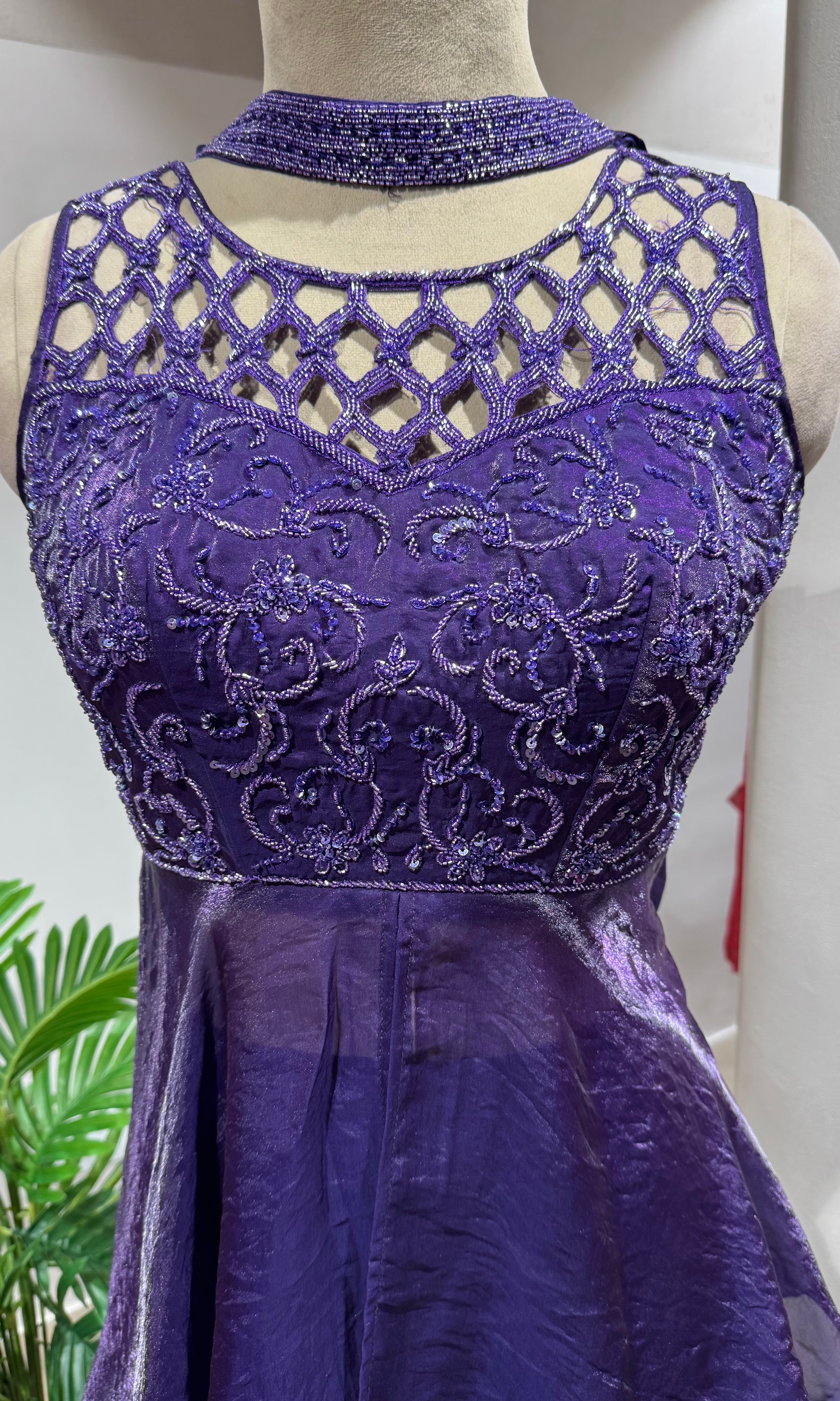 PURPLE Georgette Peplum Palazzo SET