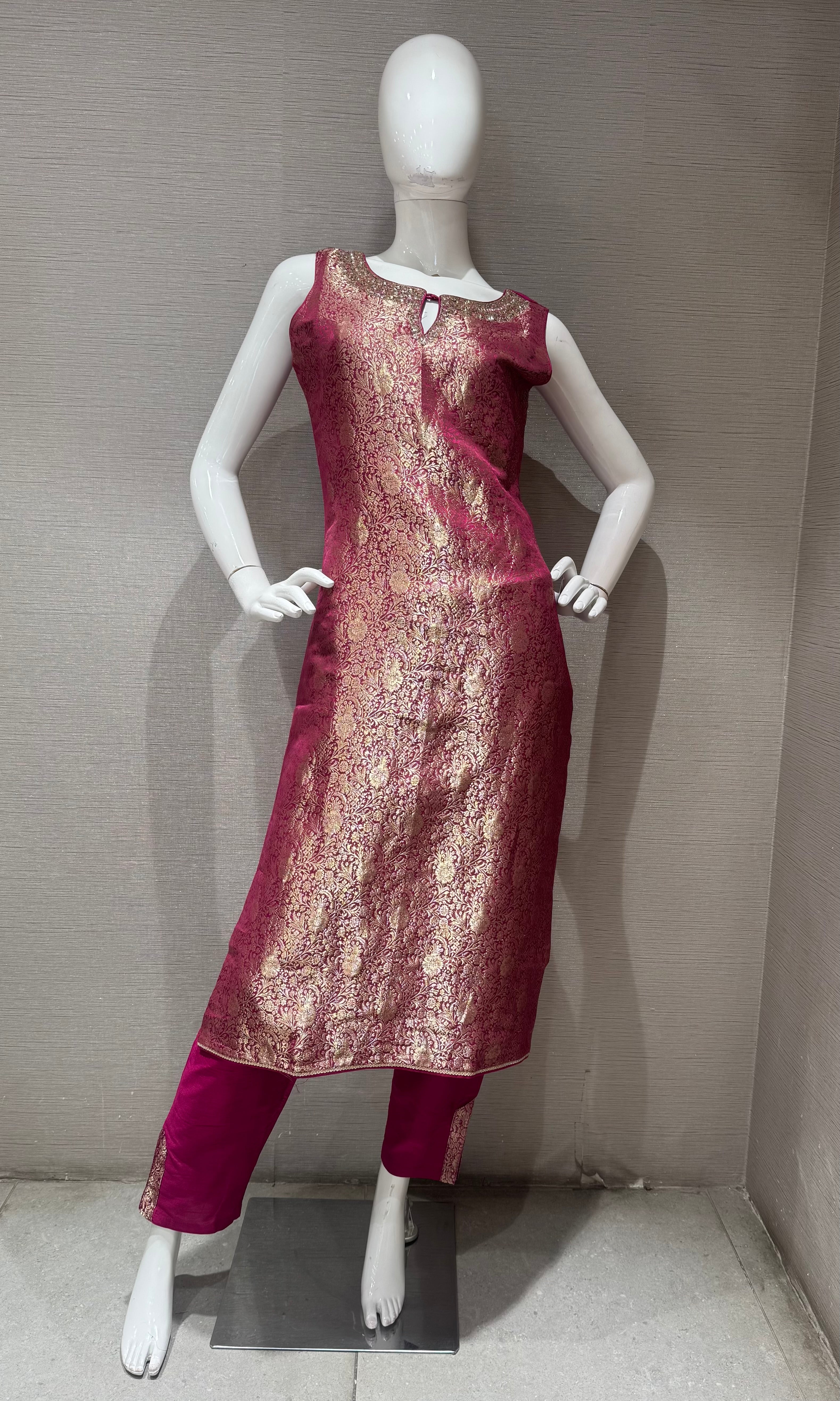 Violet Banarasi ethnic kurta set