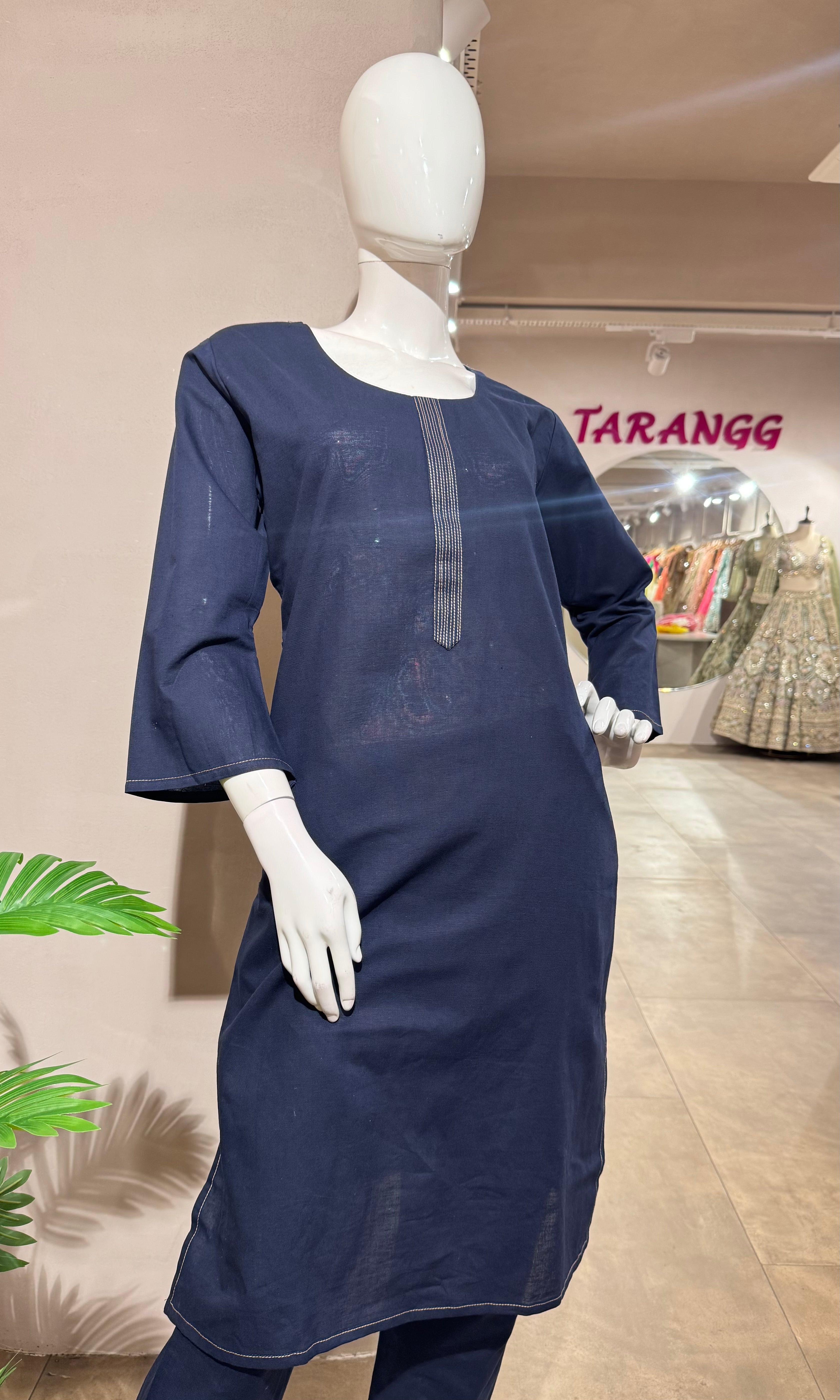 BLUE KURTI WITH BOTTOM