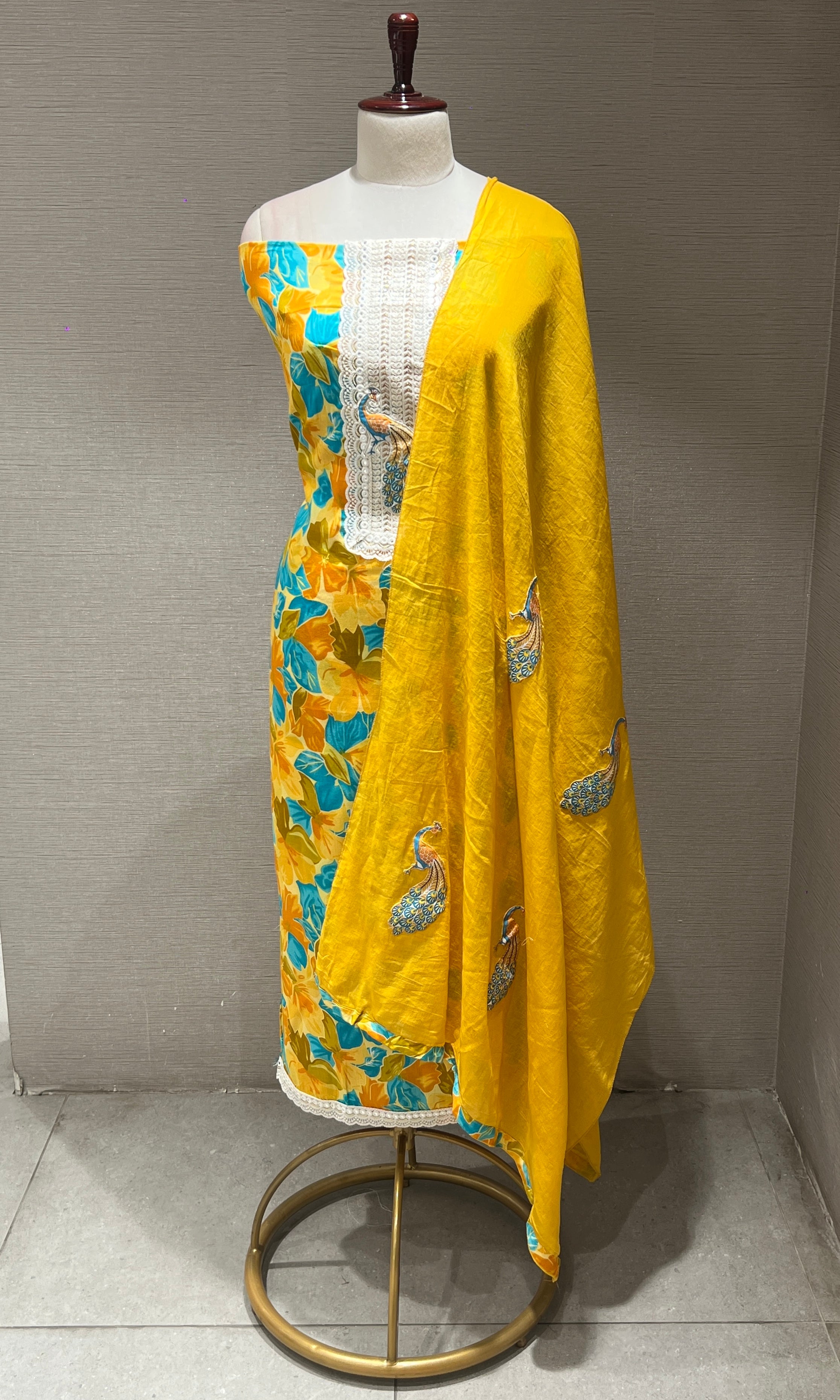 Mustard yellow dress material