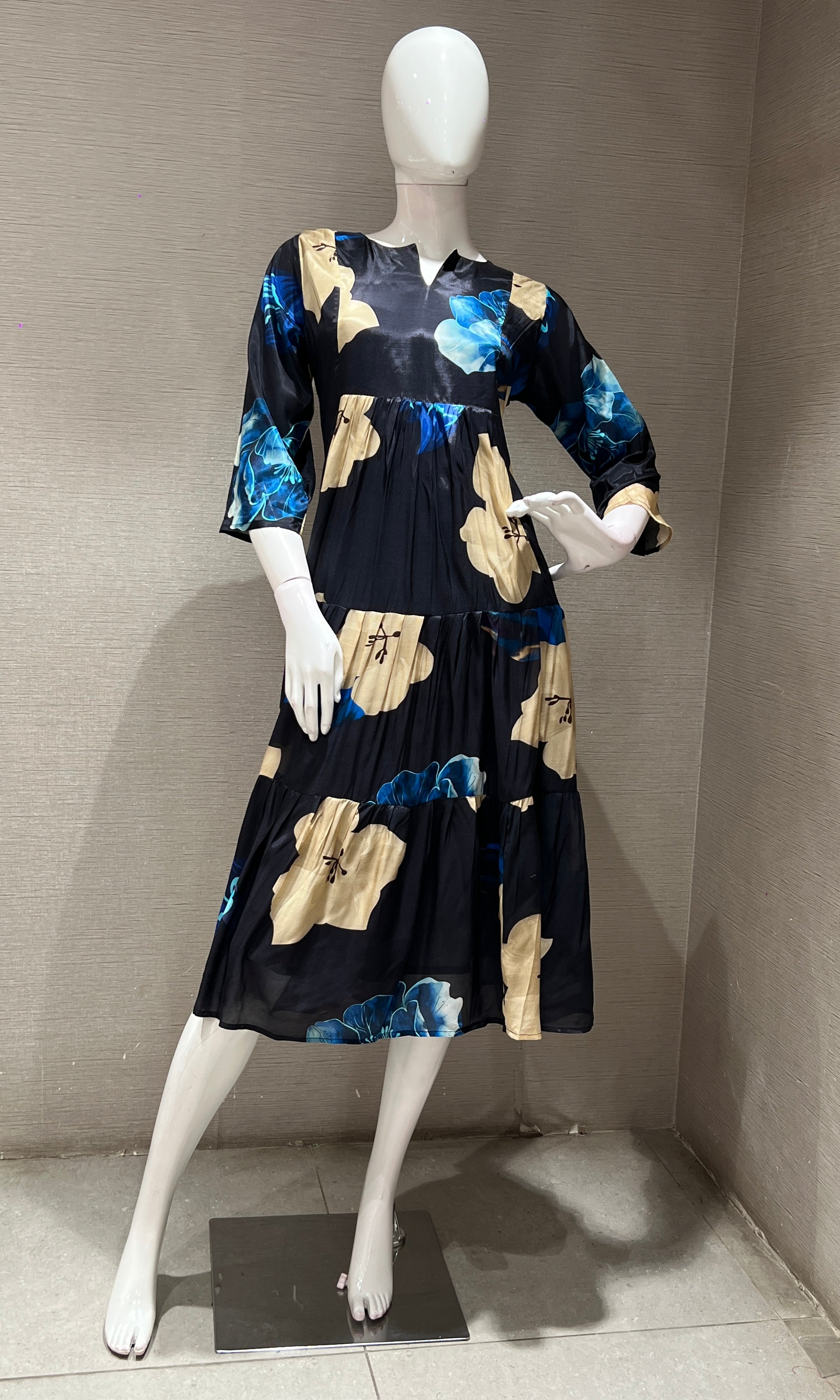 Navy blue FLORAL DRESS