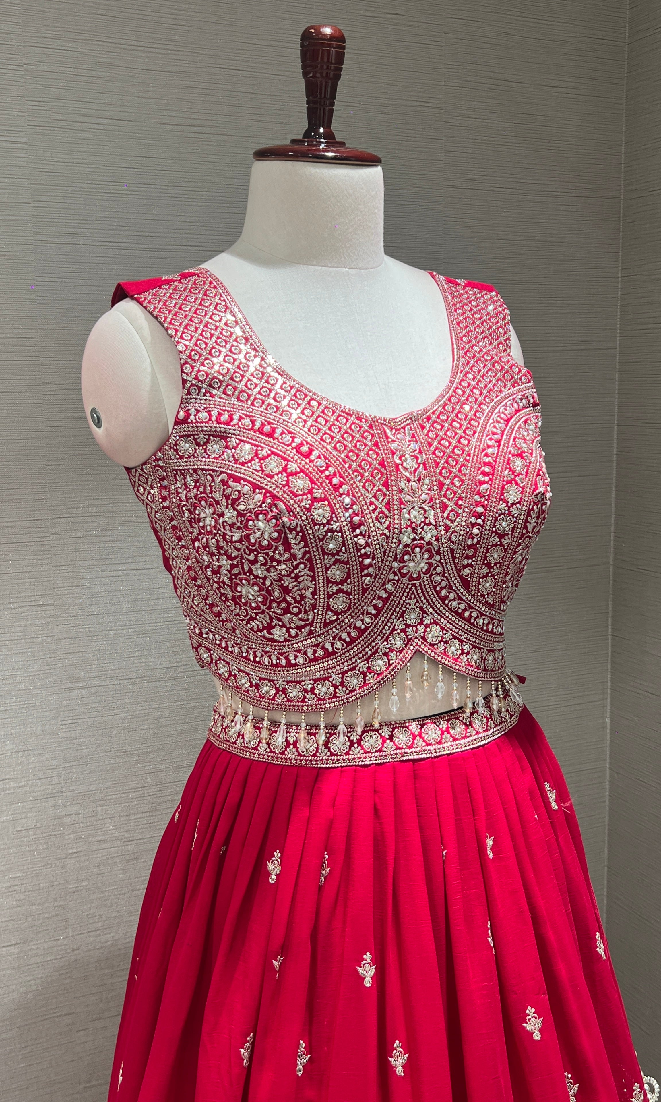 Pink Heavy Mirror Embroidered Lehenga