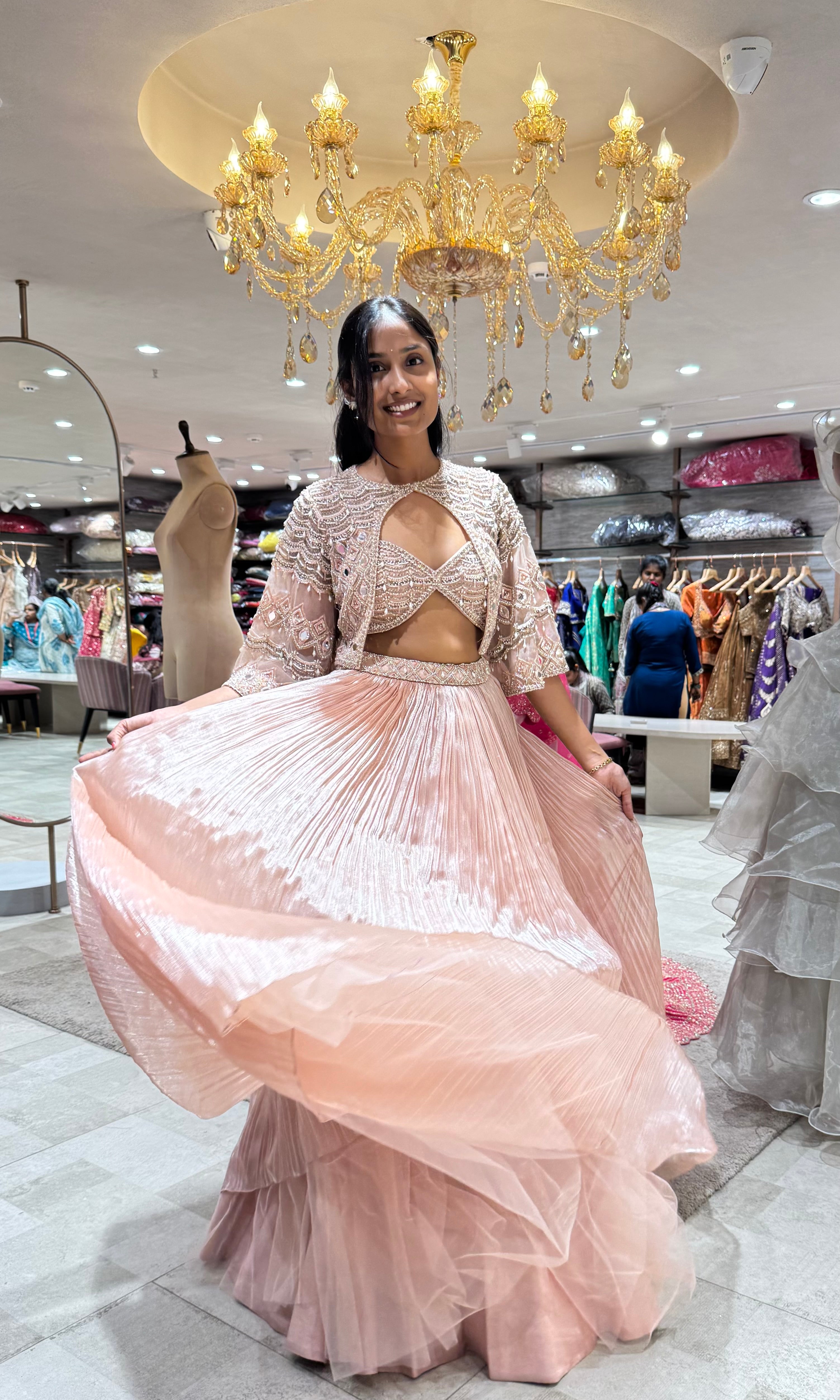 pastel PEACH embellished lehenga