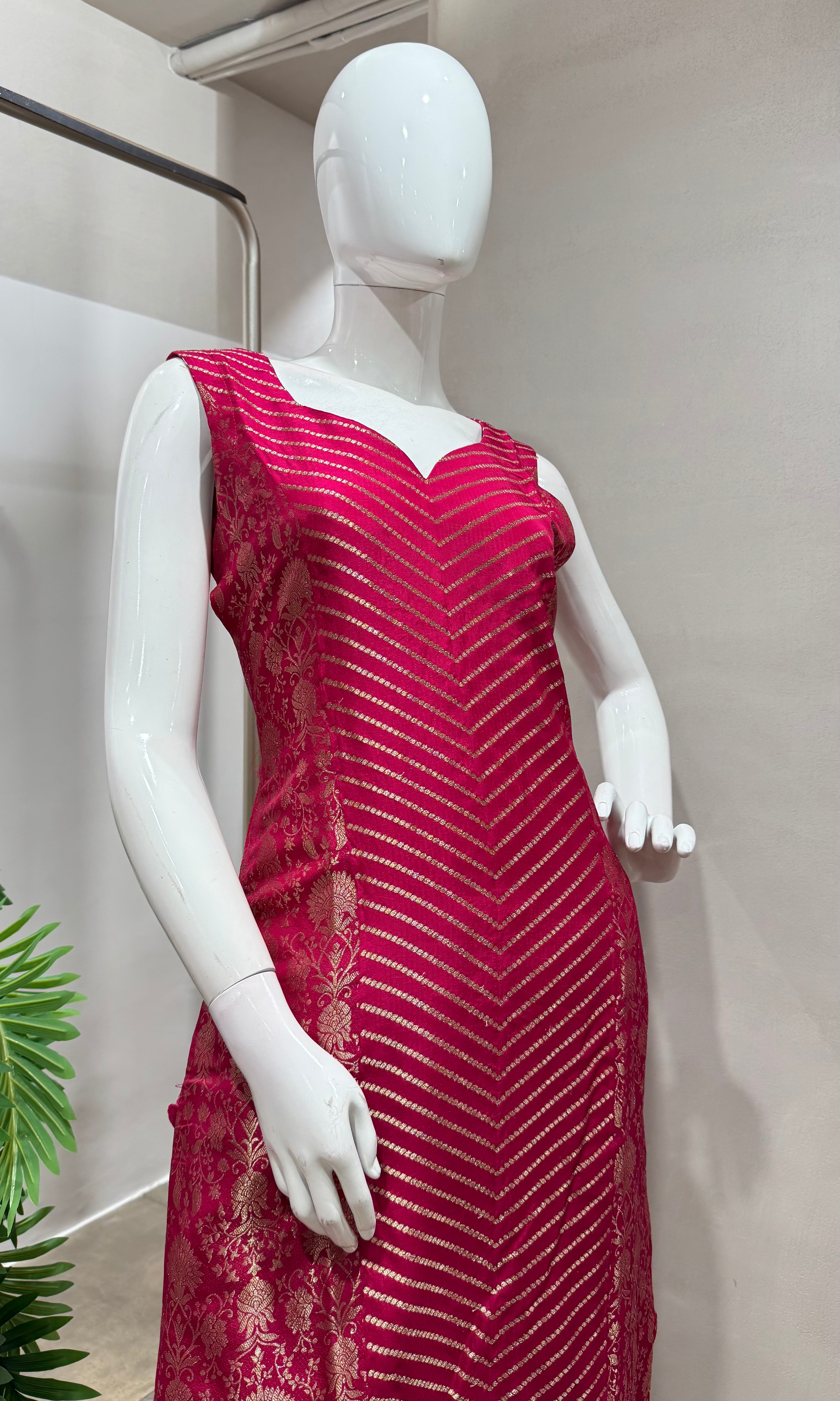 Pink STRIPED EMBROIDERED KURTA SET