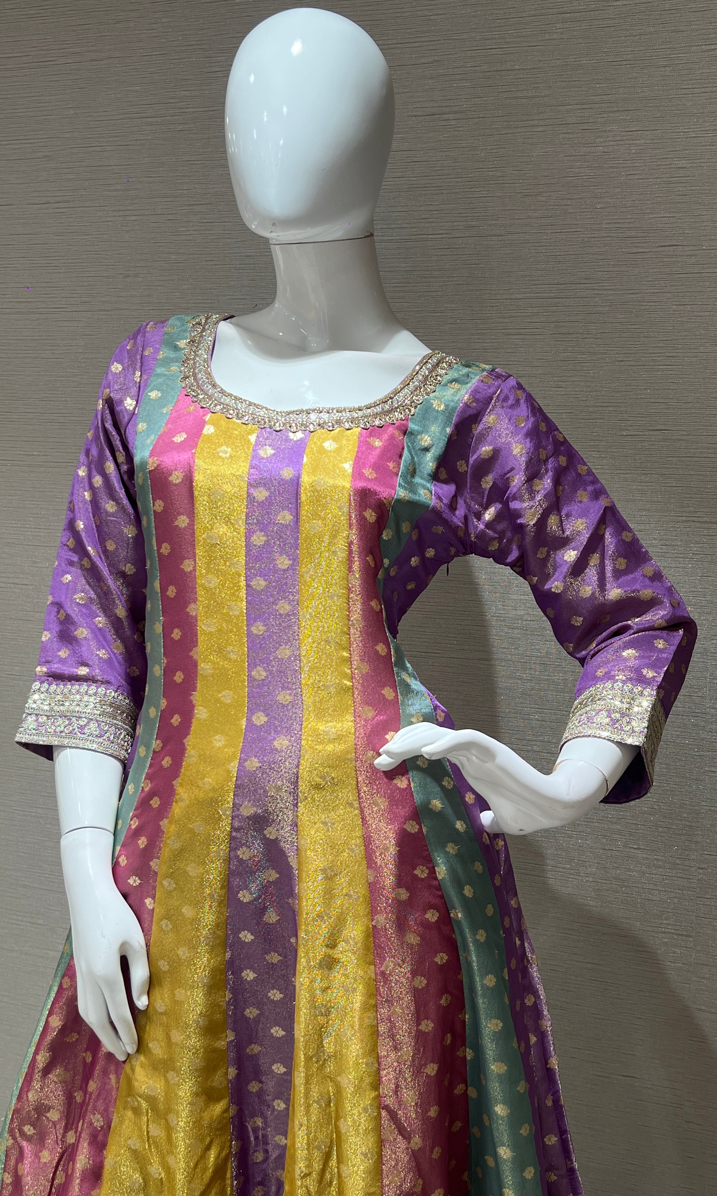 Multi colour Anarkali kurta set with palazzo pants
