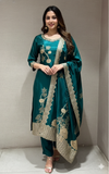 GREEN Golden Embroidered KURTA SET