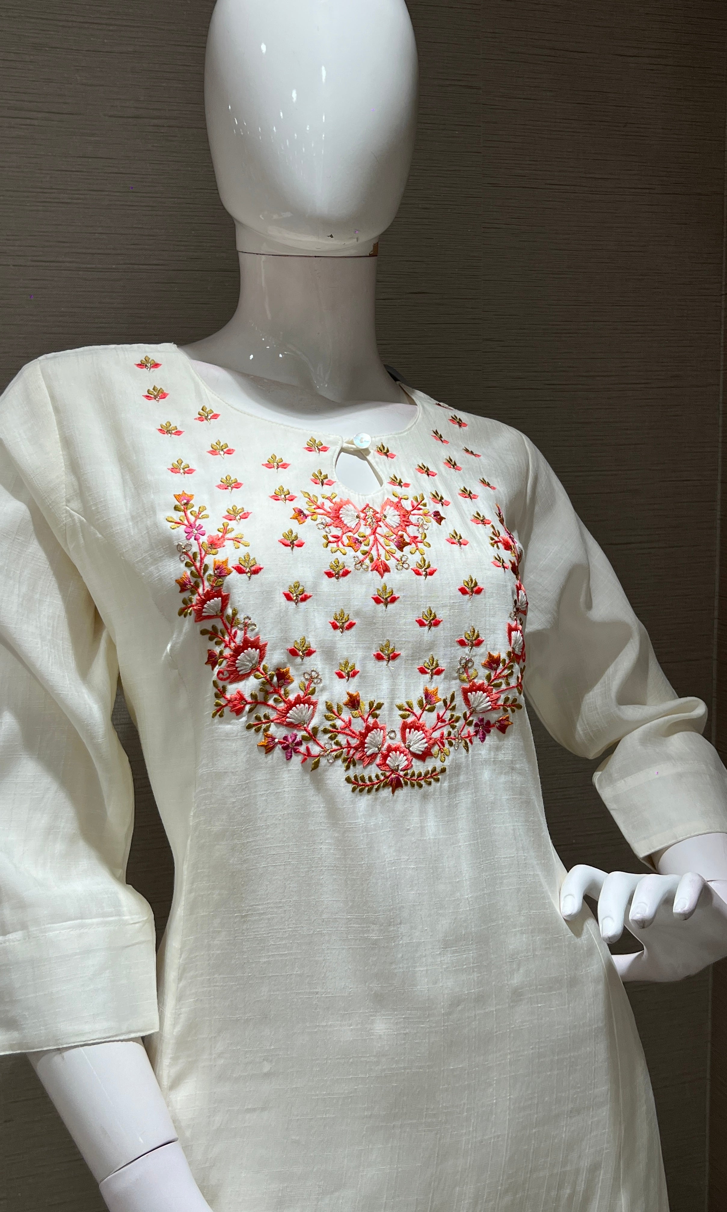 CREAM Floral Kurta Set