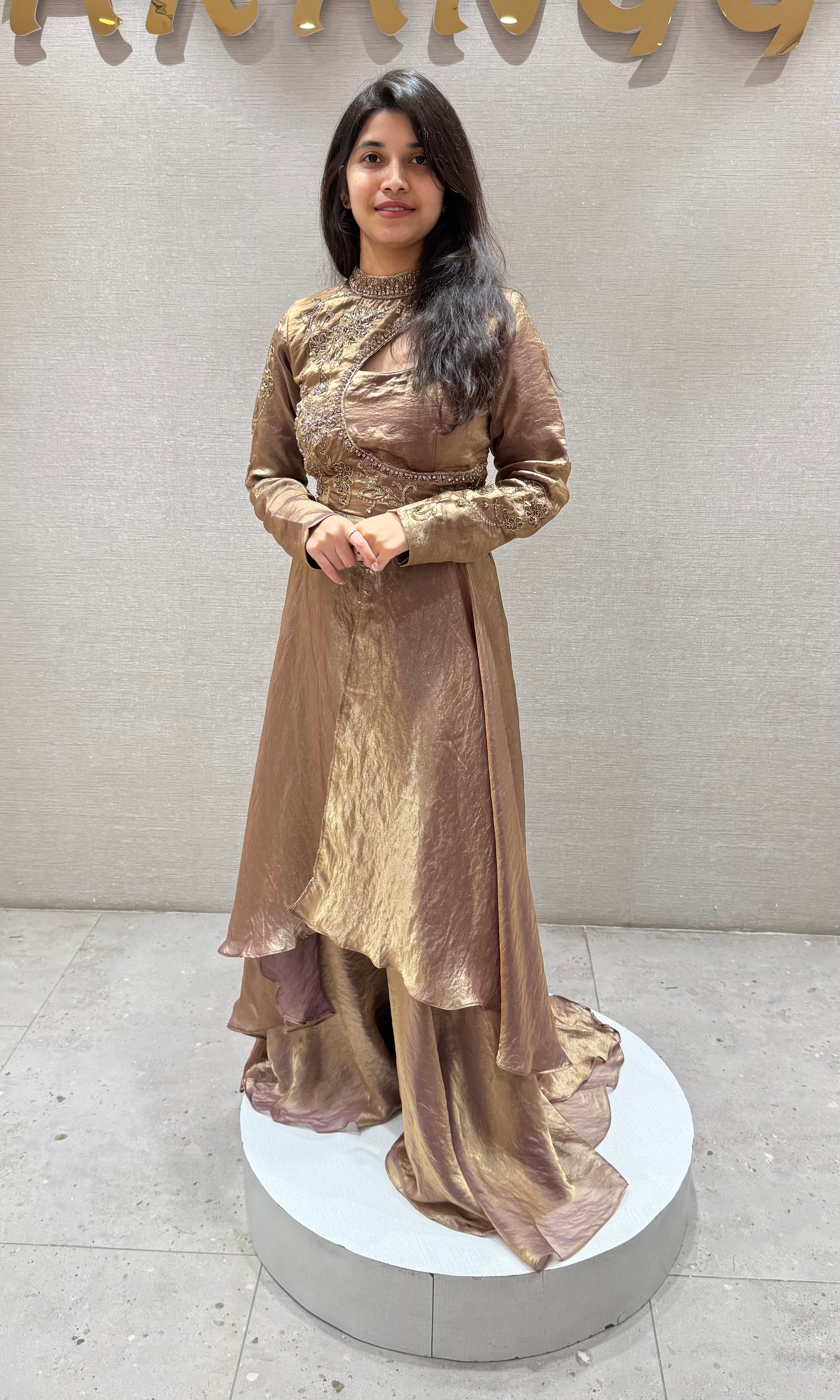 Gold EMBROIDERED ANARKALI SET