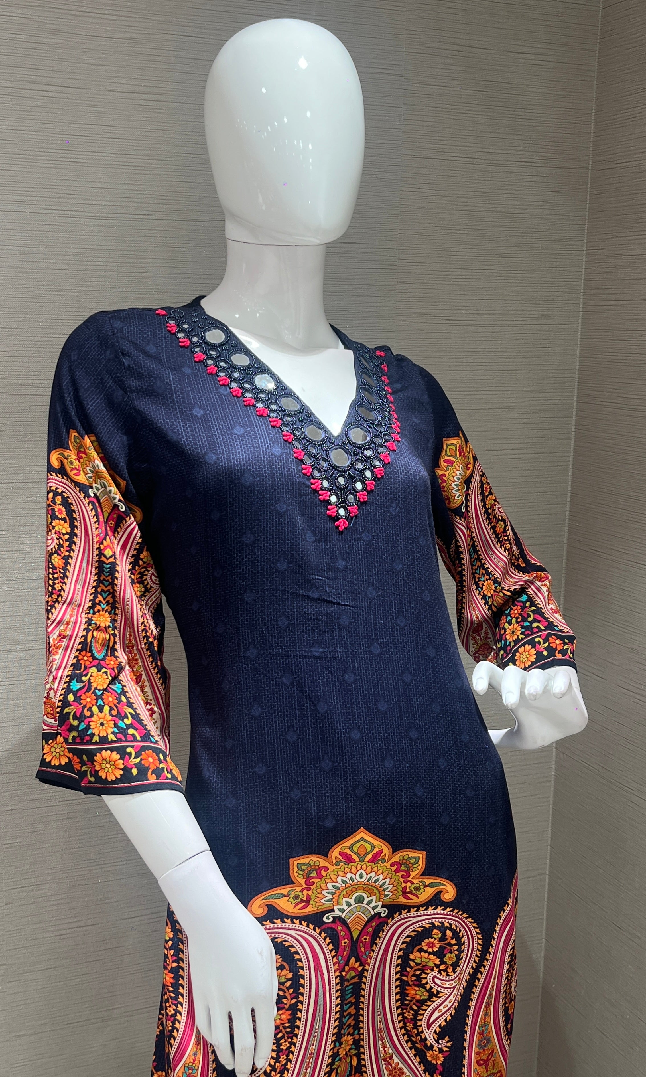 Navy blue Printed Cord Set