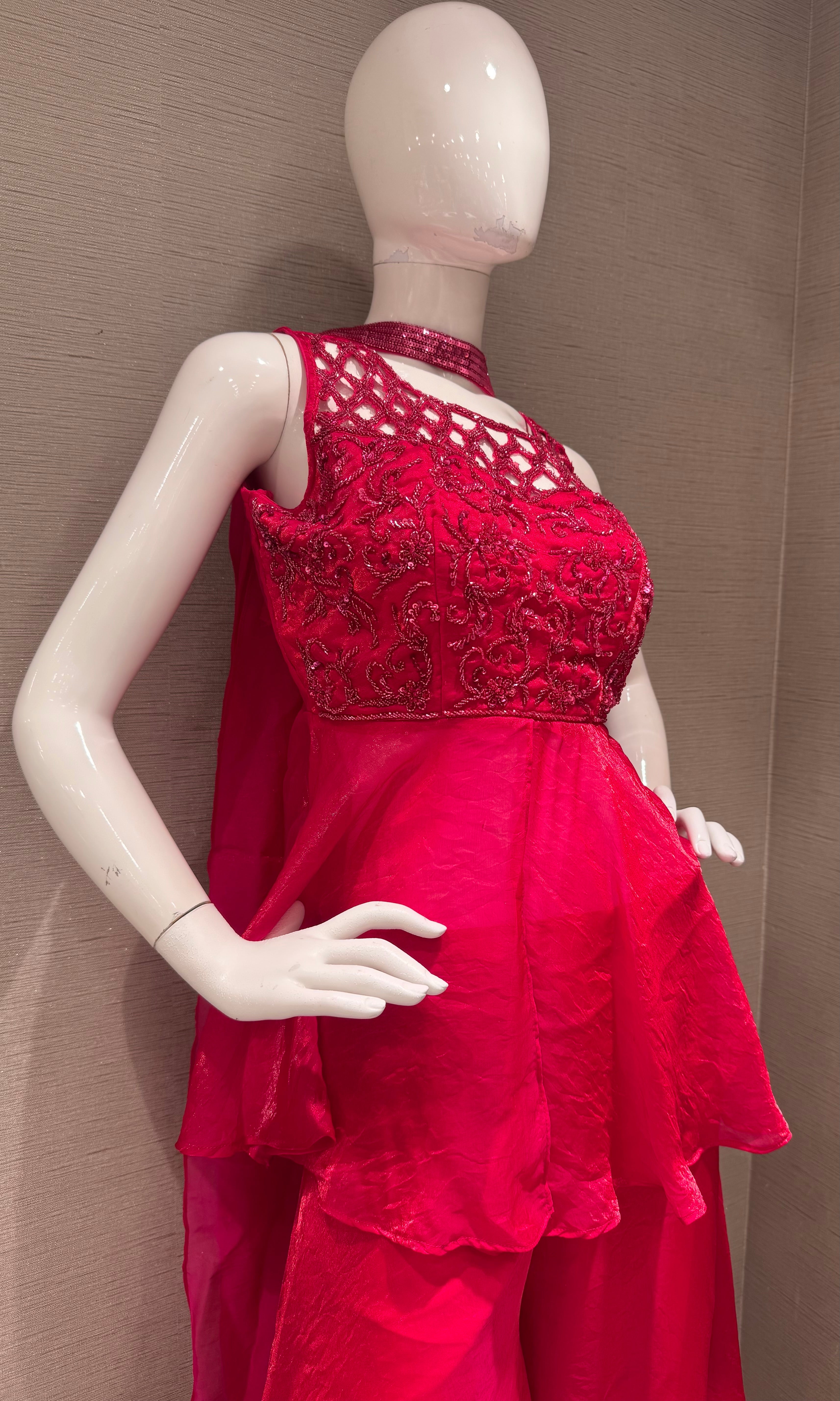Bright Rani Embellished Peplum Palazzo set