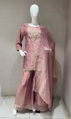 lilac Tissue Silk embroidered sharara set with dupatta