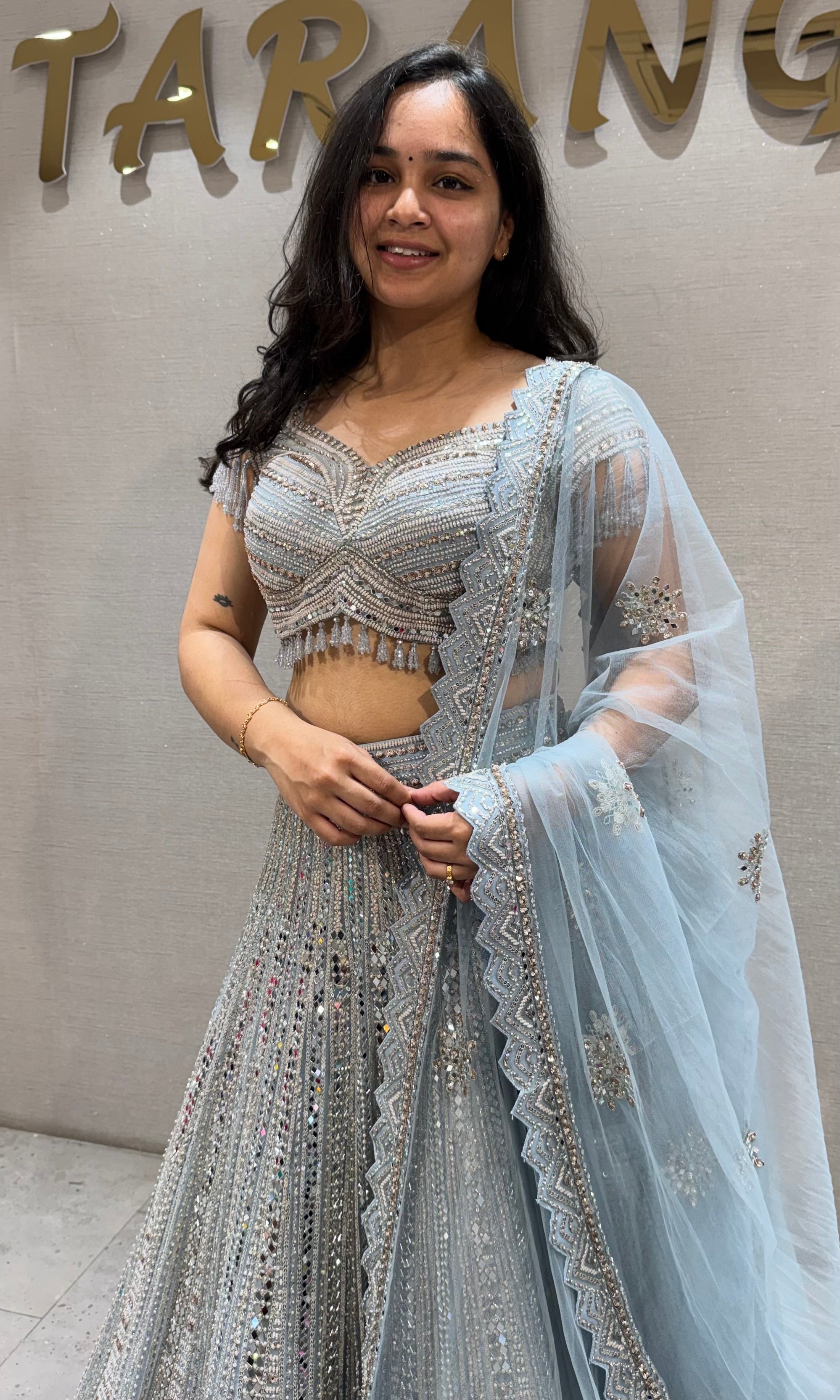 Blue Silver Embroidered Bridal Lehenga