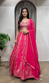 RANI PINK EMBROIDERED BANARASI lehenga