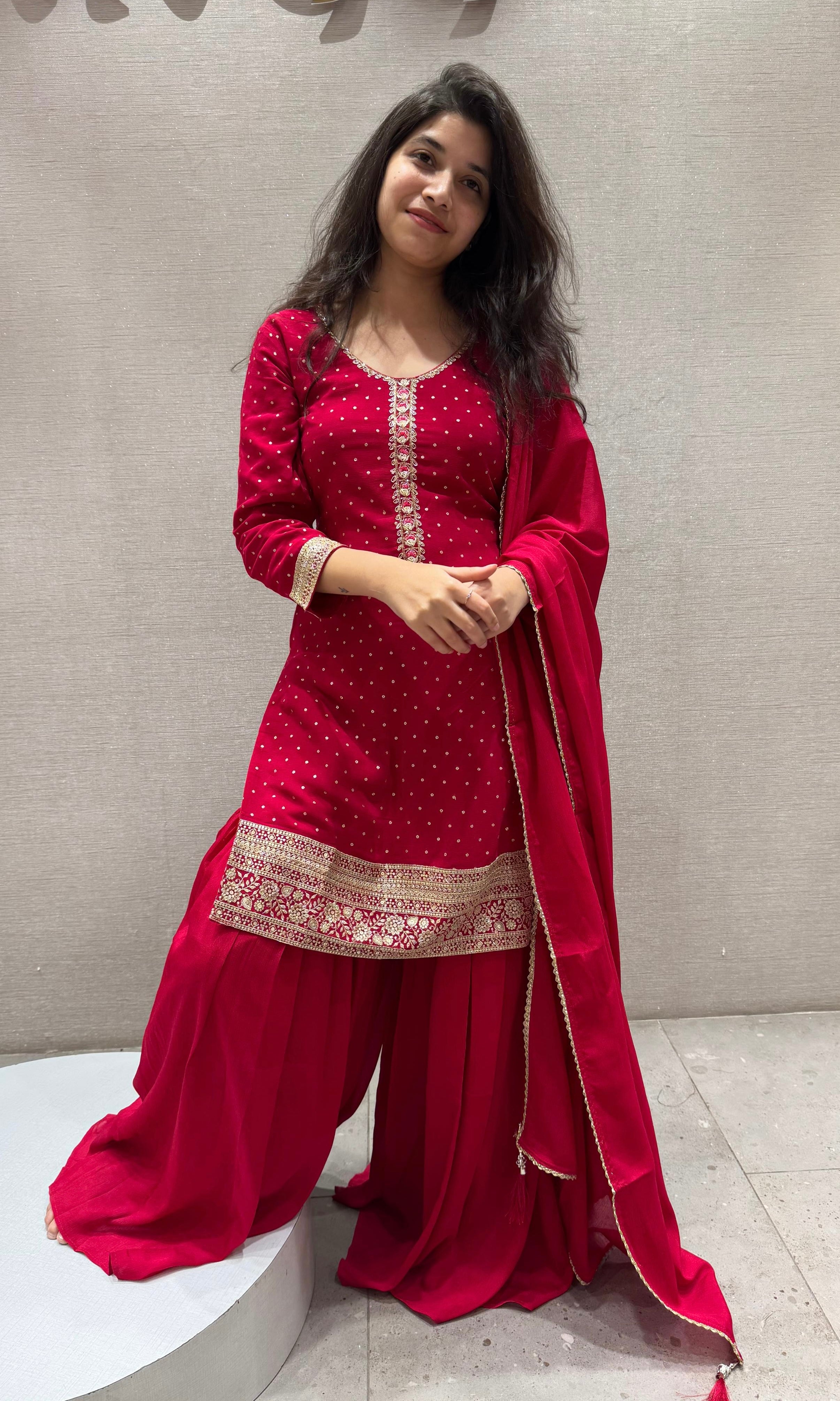 Ruby Radiance Sharara Set