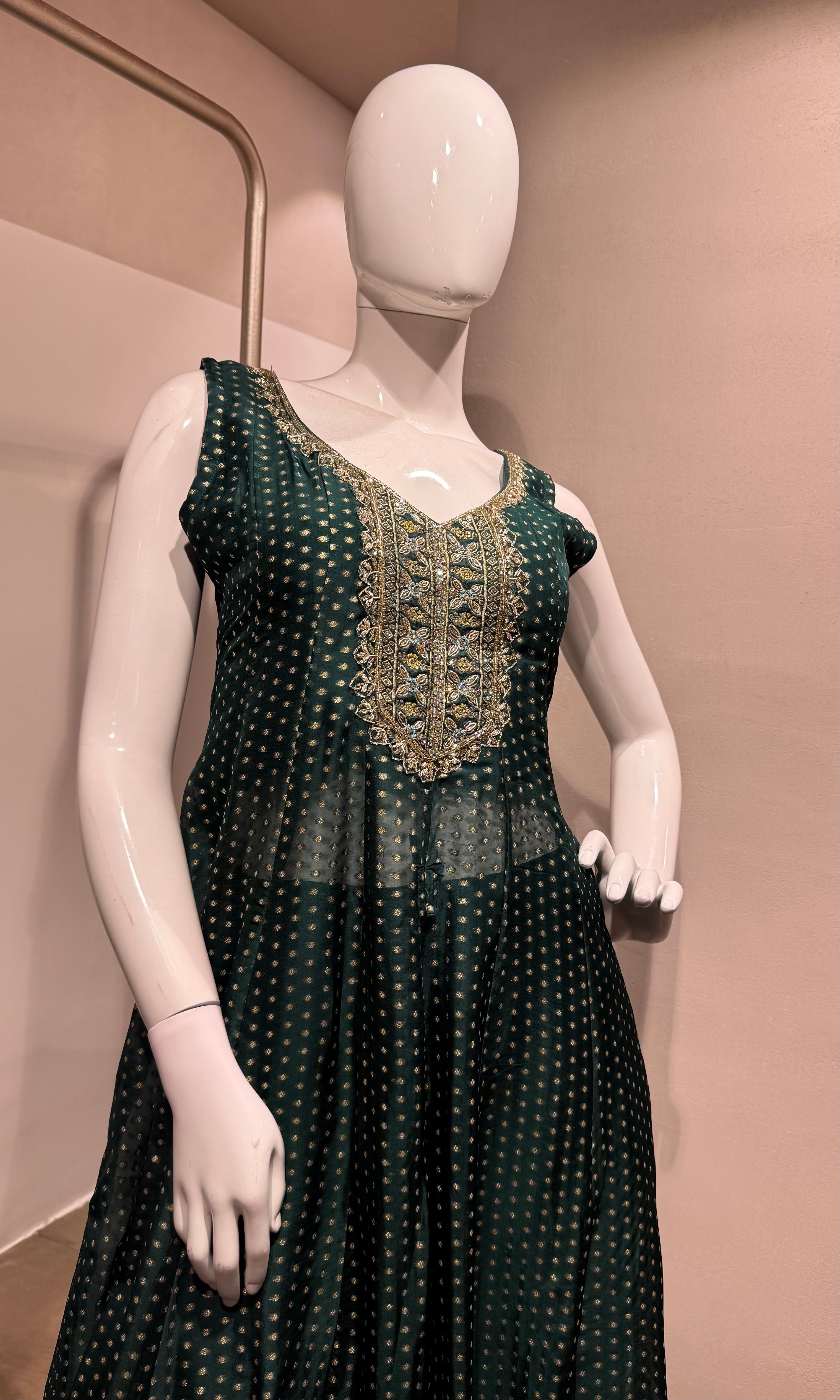 Bottle Green Georgette Sharara Set