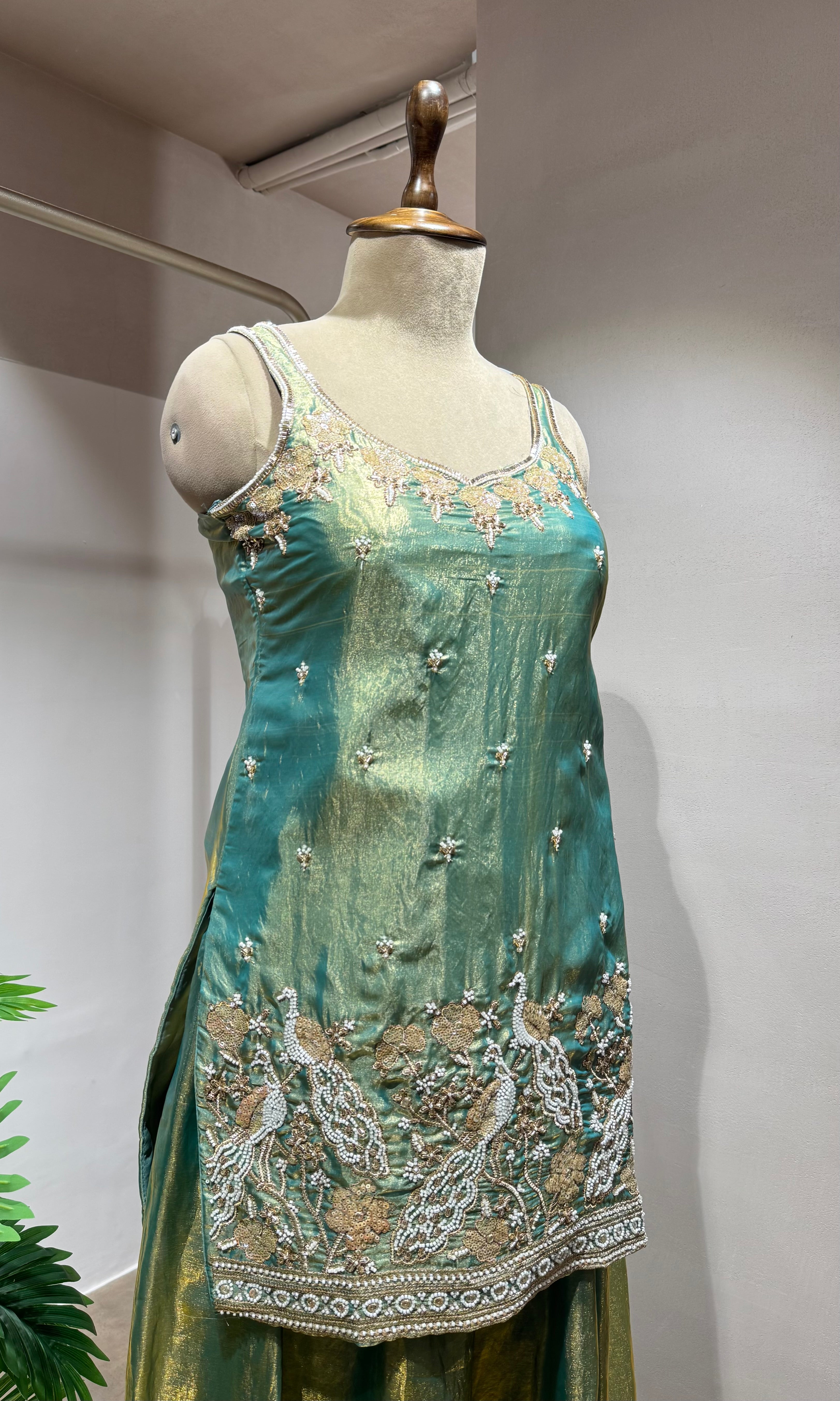 Green SHIMMER TISSUE ETHNIC SHARARA