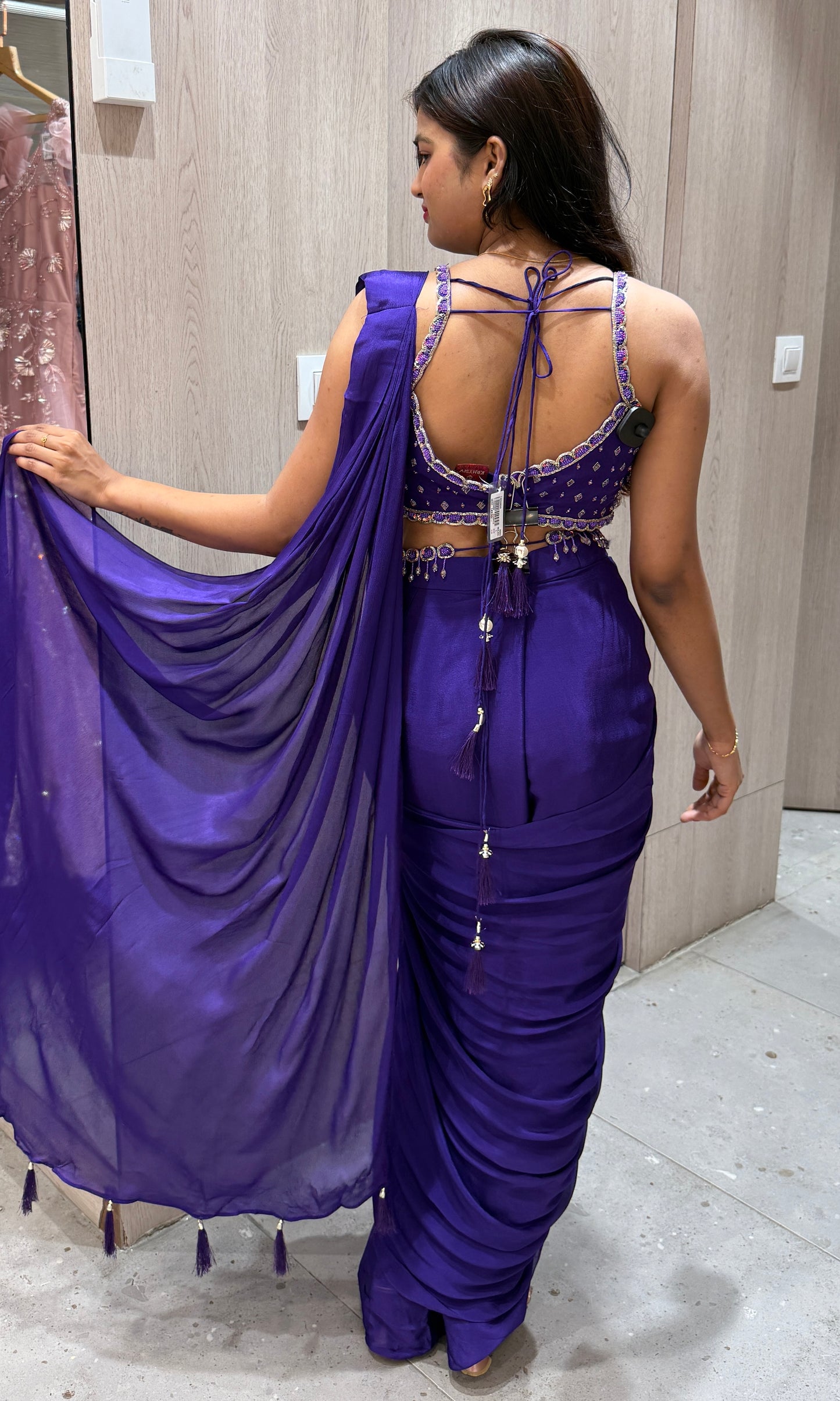 🪻Purple one minute saree🪻