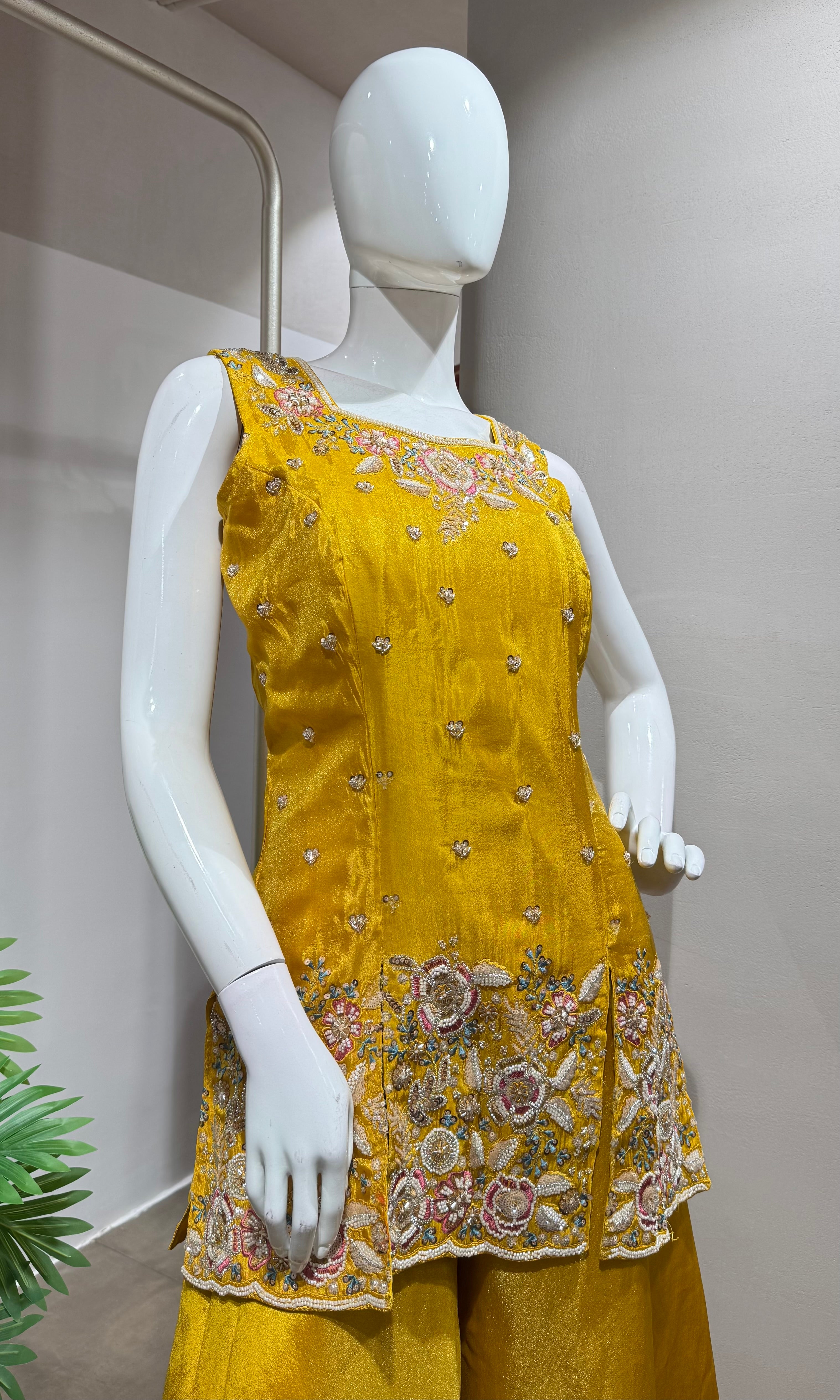 YELLOW GOLDEN GLOW SHARARA SET