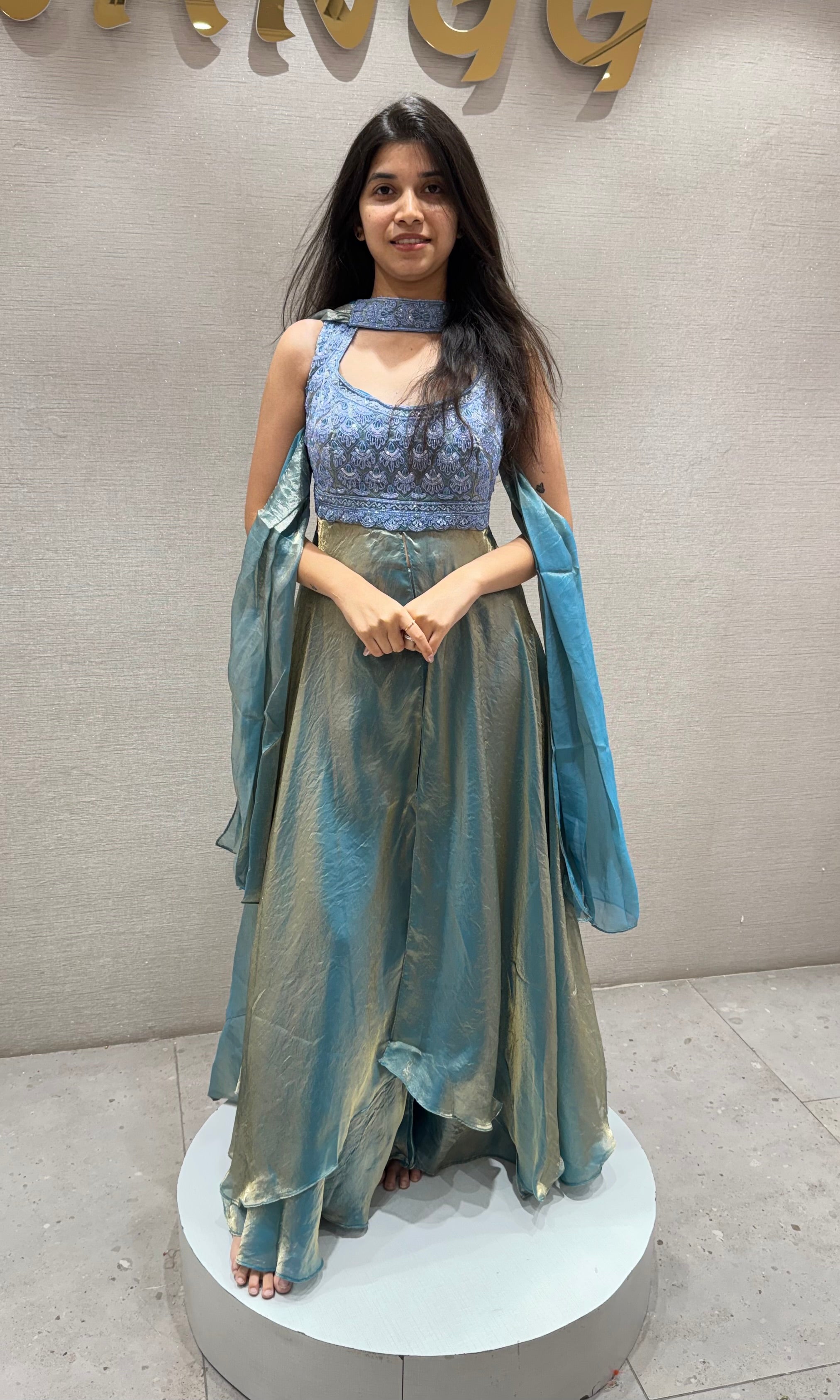 LIGHT Blue Shimmer Tissue Palazzo Set