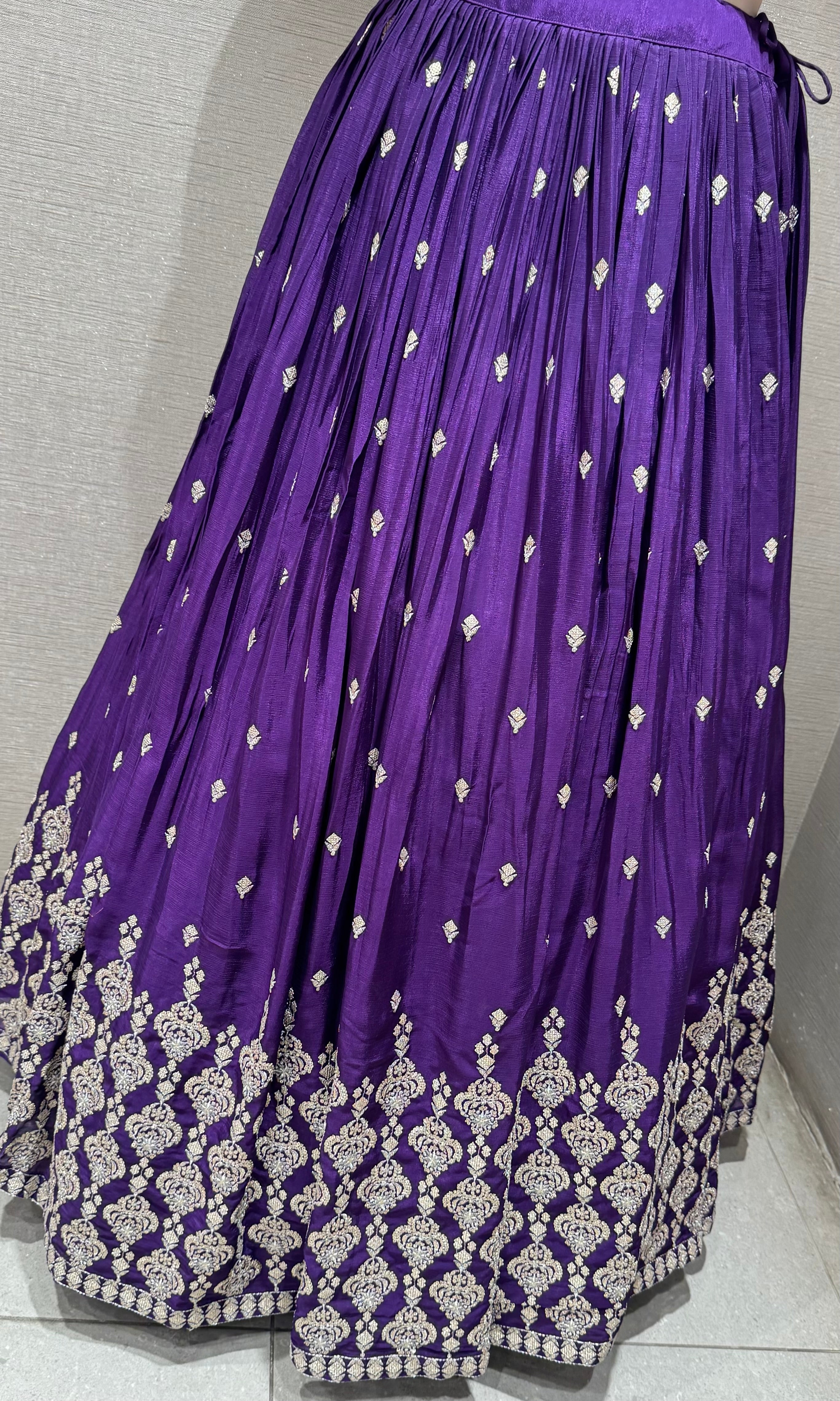 Purple Silver Embellished Lehenga