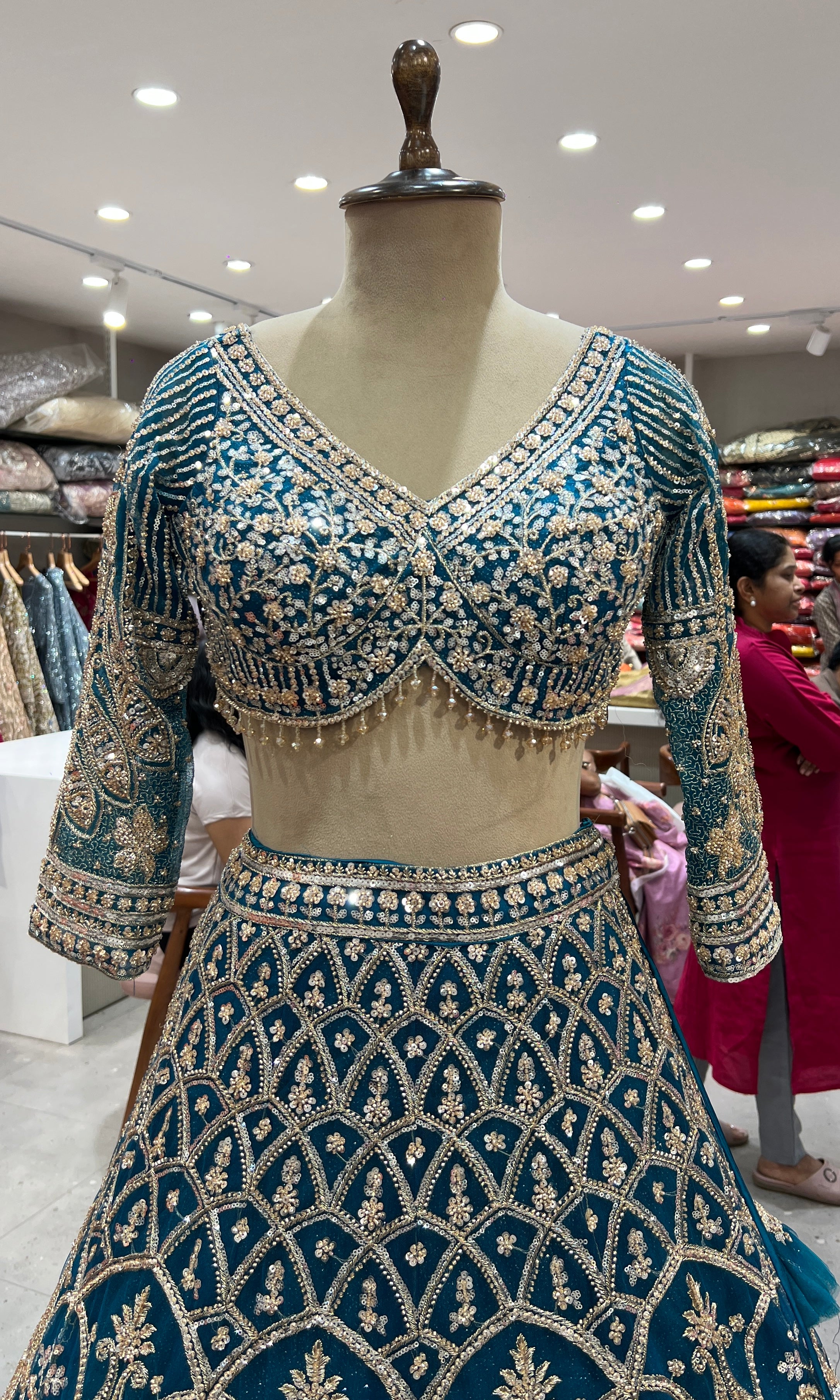 Peacock blue GOLDEN EMBROIDERY lehanga