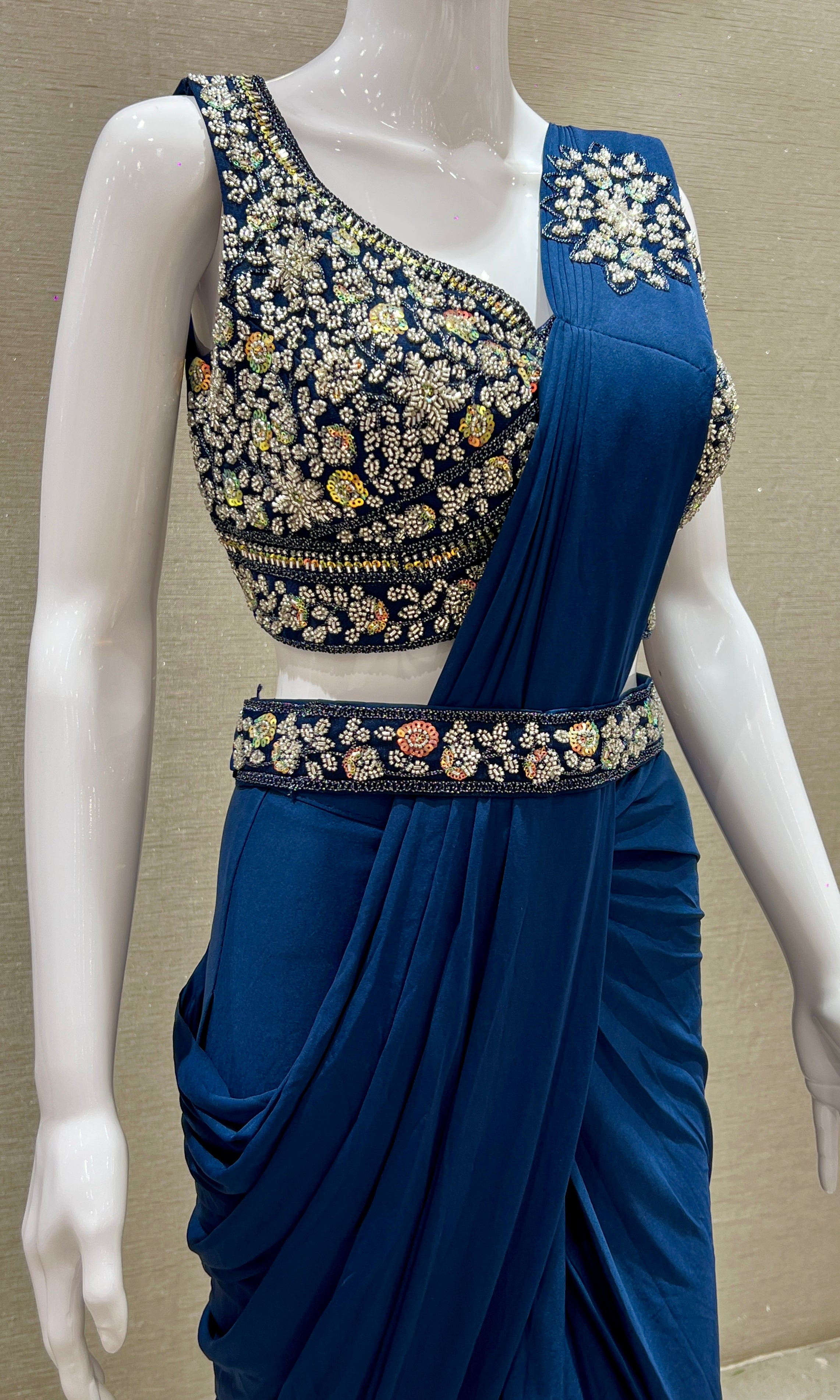 Blue one minute saree