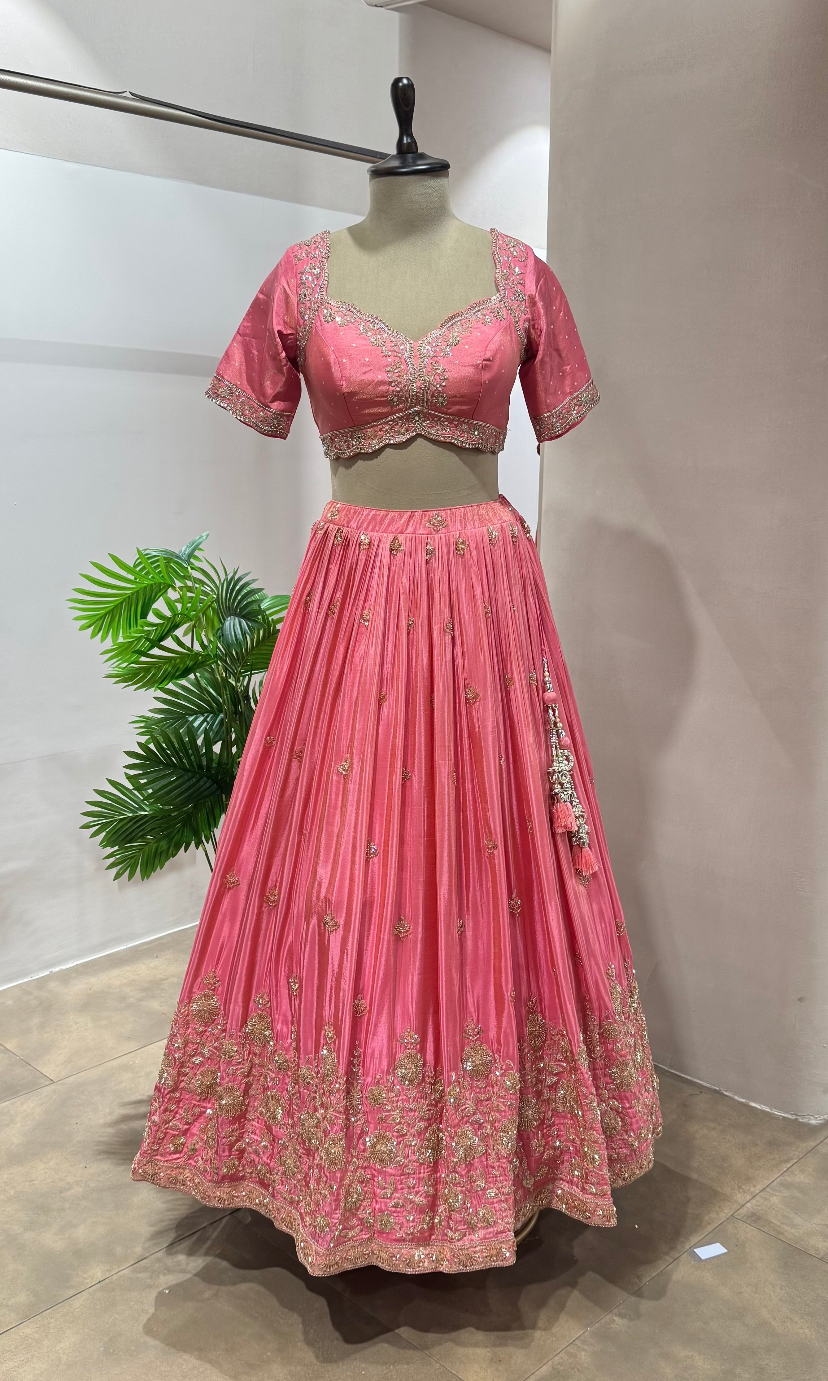 Baby pink GOLDEN EMBROIDERY Lehenga