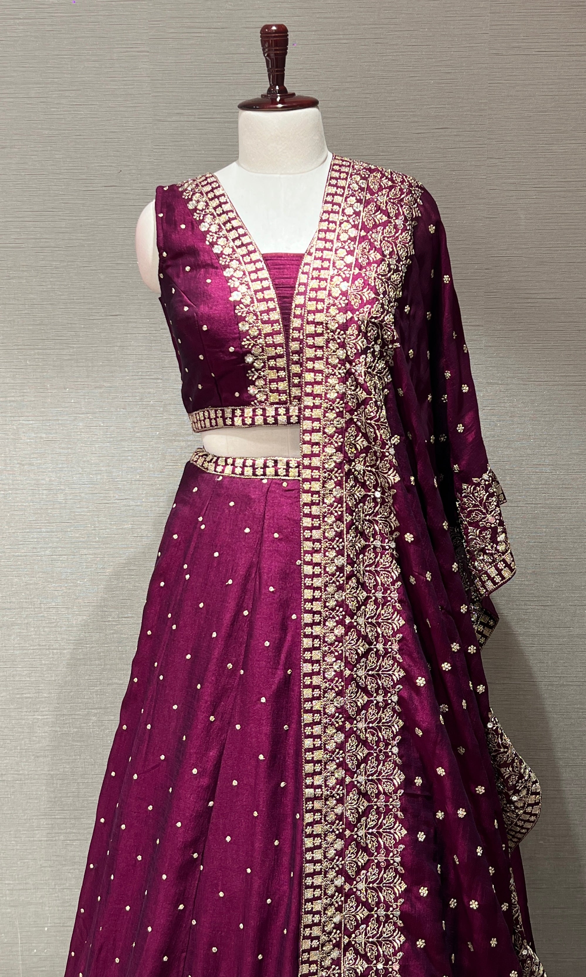 Wine Lehenga