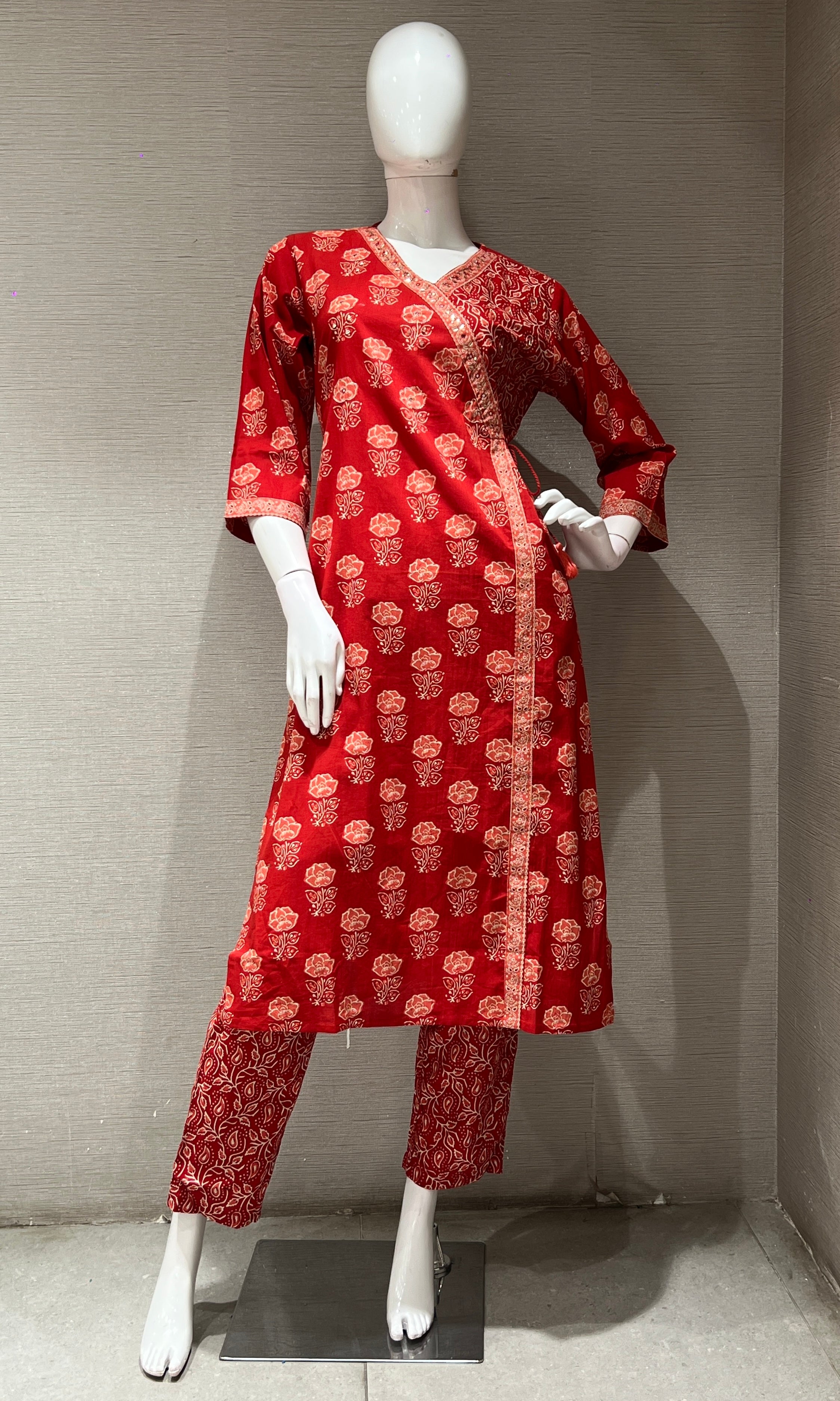 MAROON floral print kurta set