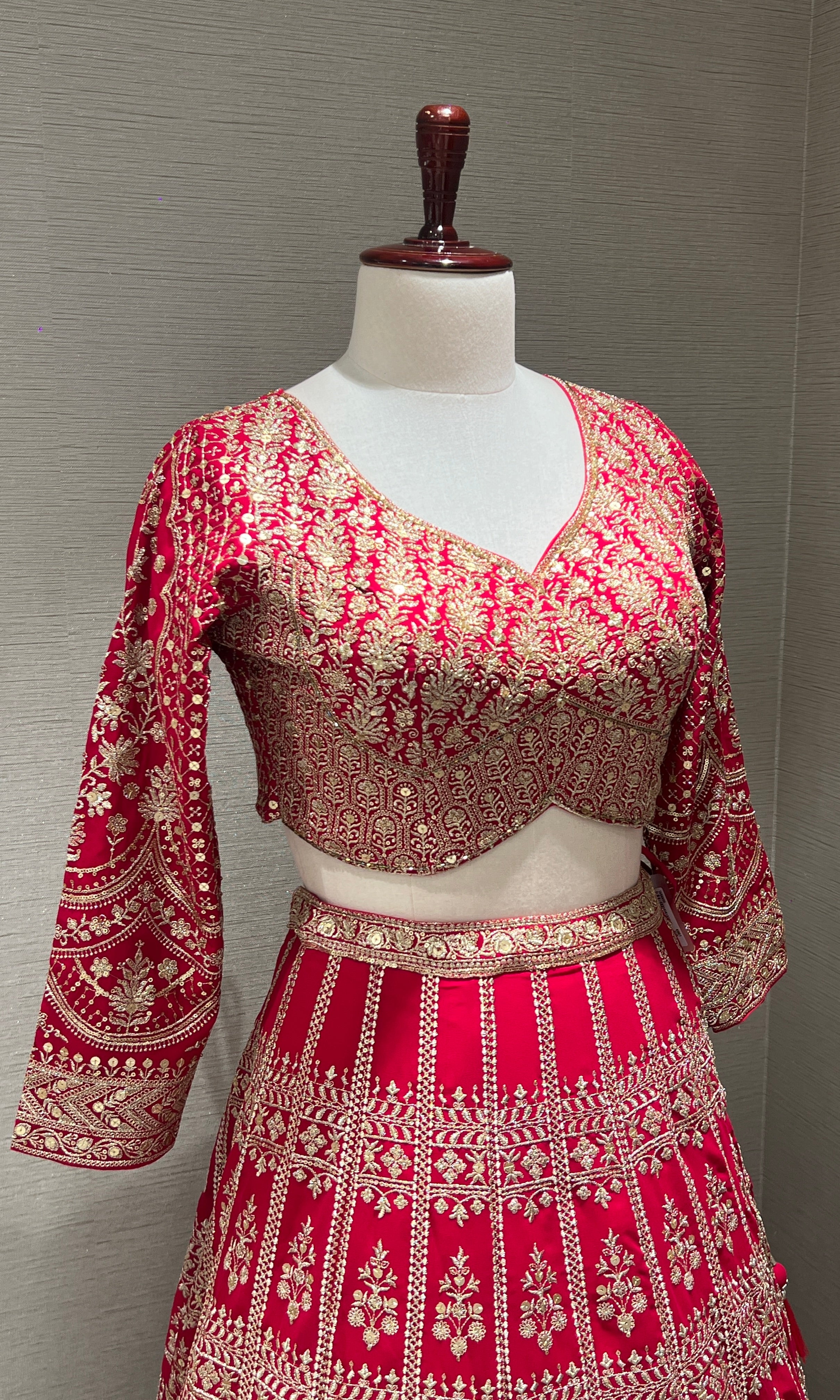 Pink Zari Lehenga with Golden Embroidery