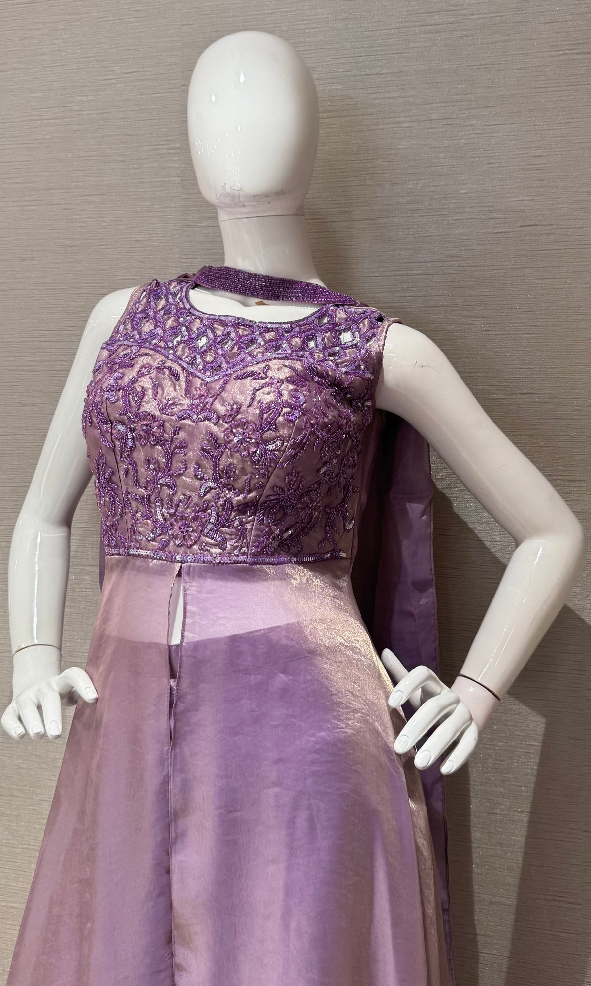 LILAC Front slit anarkali with palazzo pants