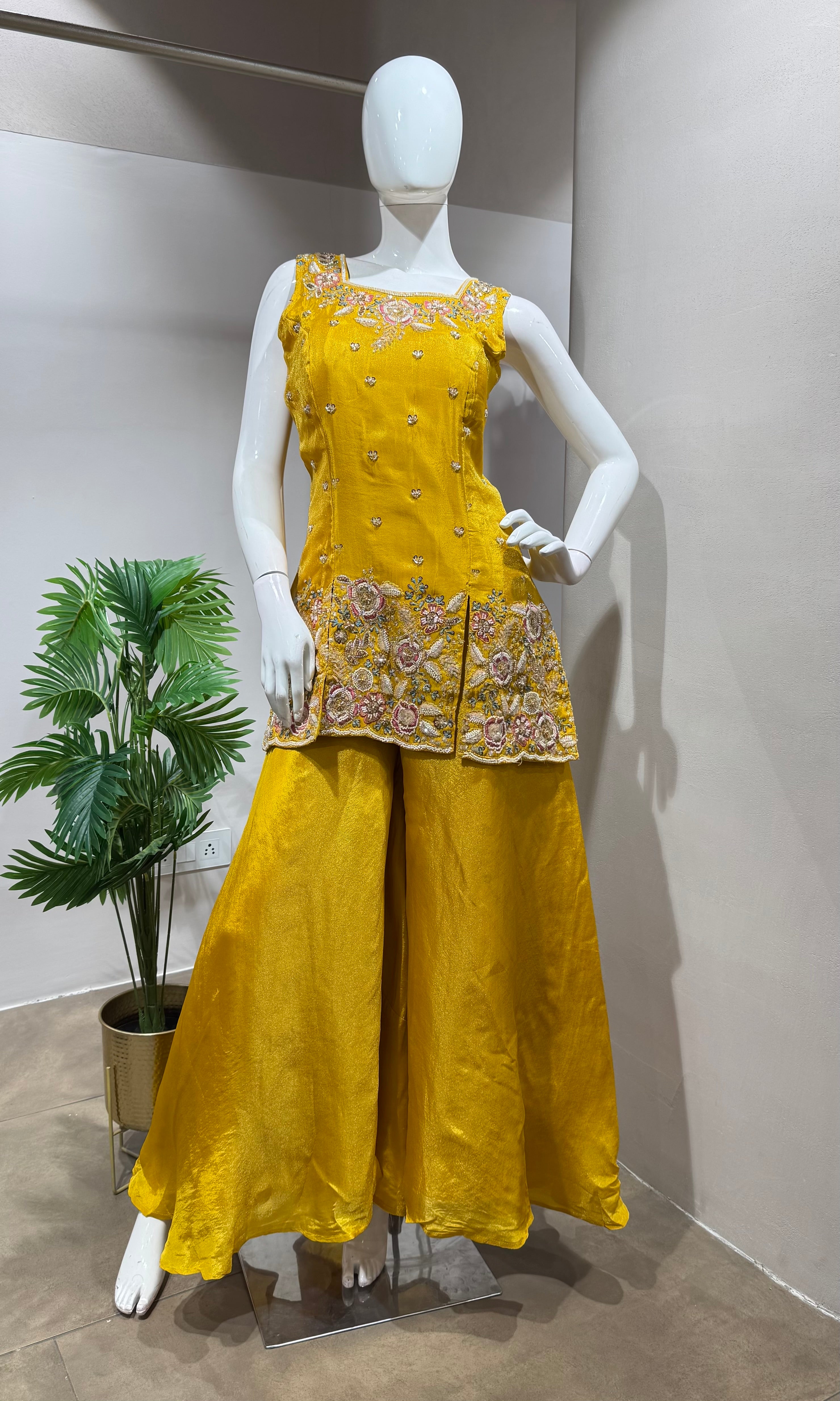 YELLOW GOLDEN GLOW SHARARA SET