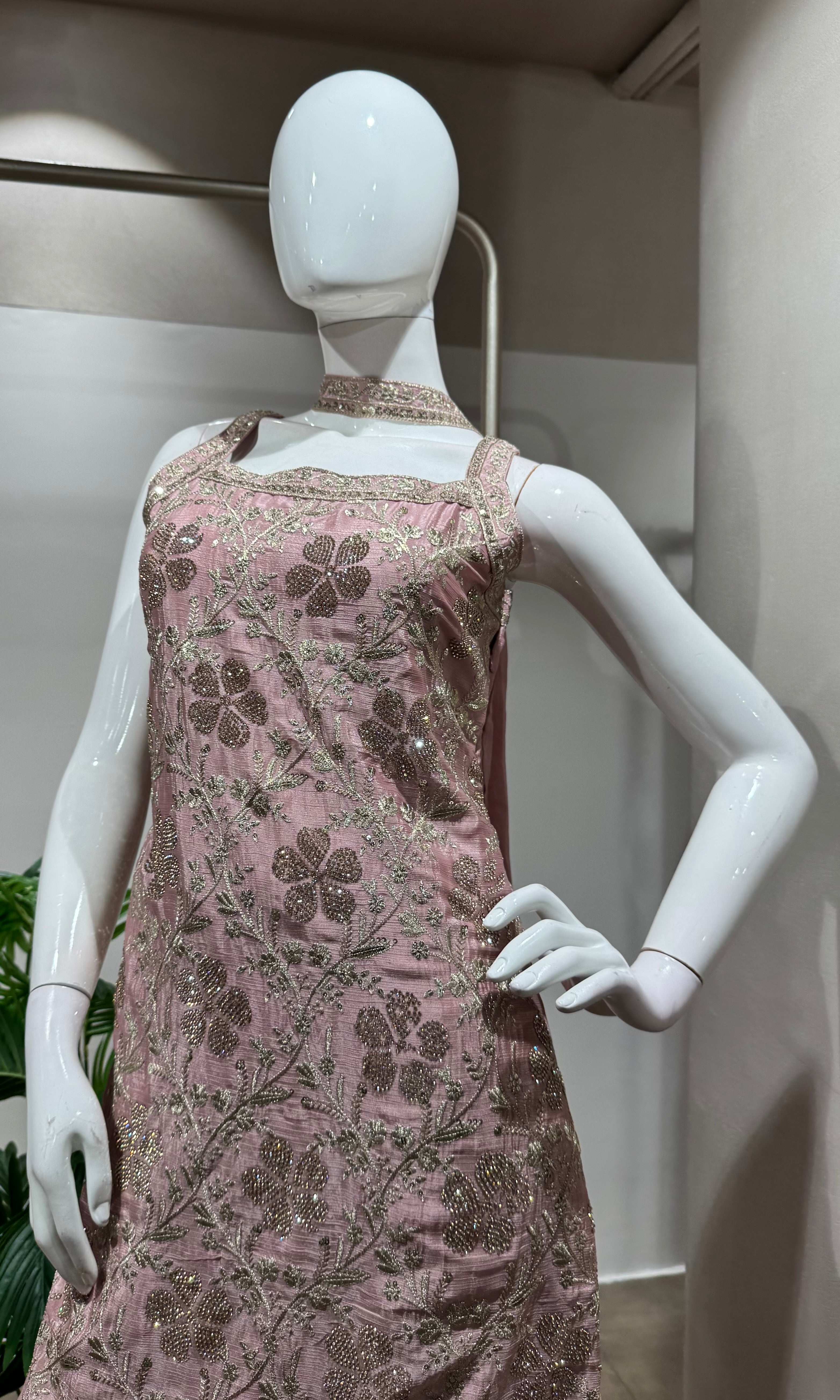 Blush Pink FLORAL Embroidered Sharara Set