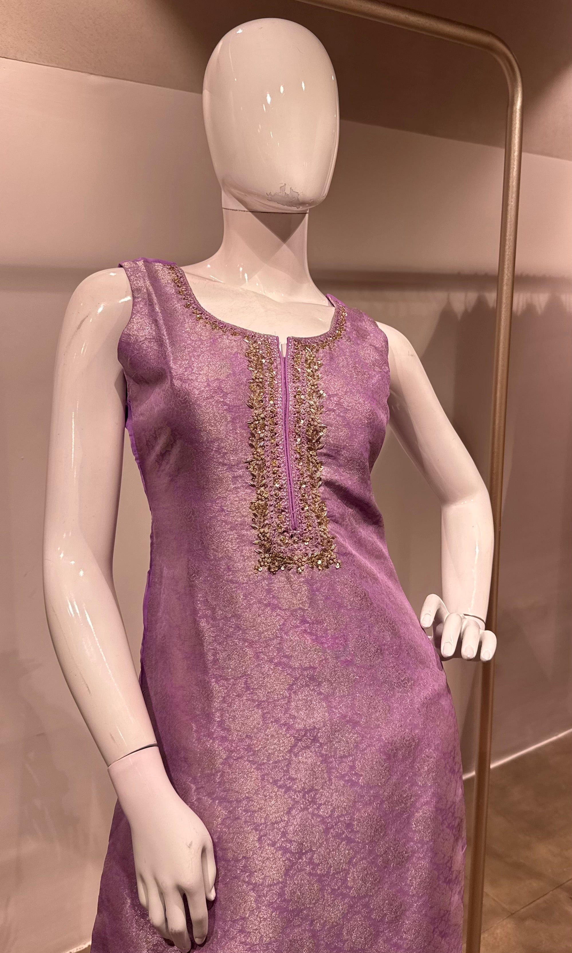 Lavender brocade kurta set