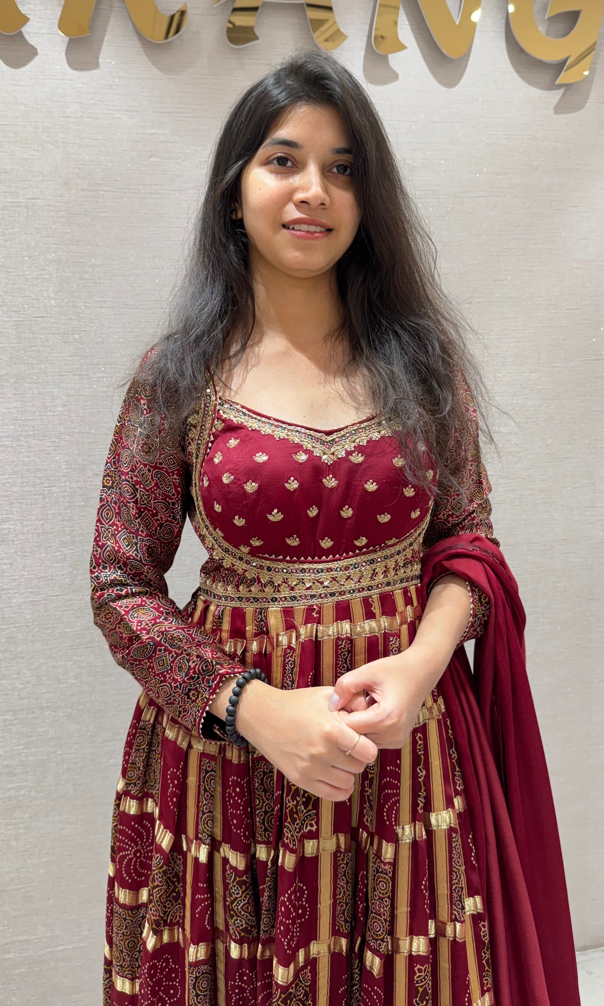 Maroon GOLDEN EMBROIDERED ANARKALI
