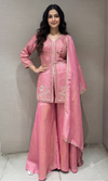 Blush Pink Embroidered Silk palazzo Set