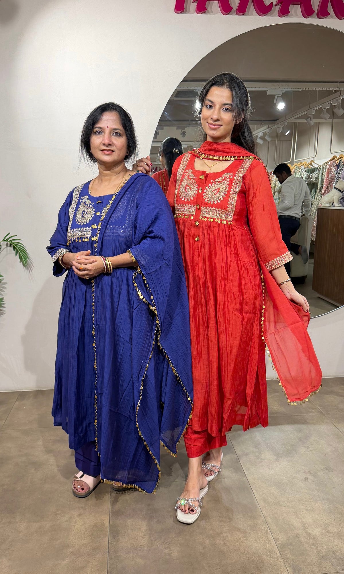 BLUE COTTON ETHNIC A LINE KURTA SET WITH DUPATTA