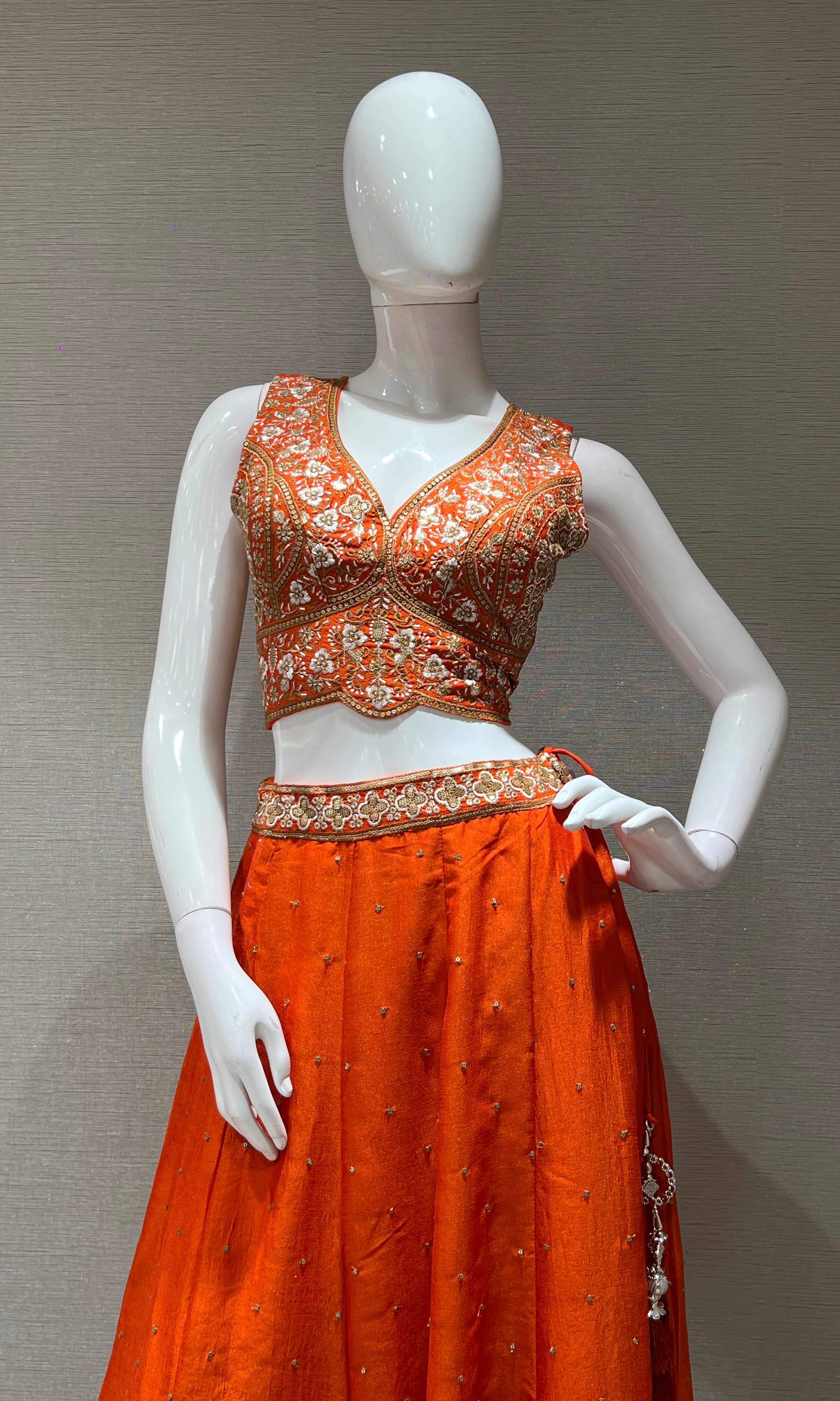 Rust golden embroidered Lehenga