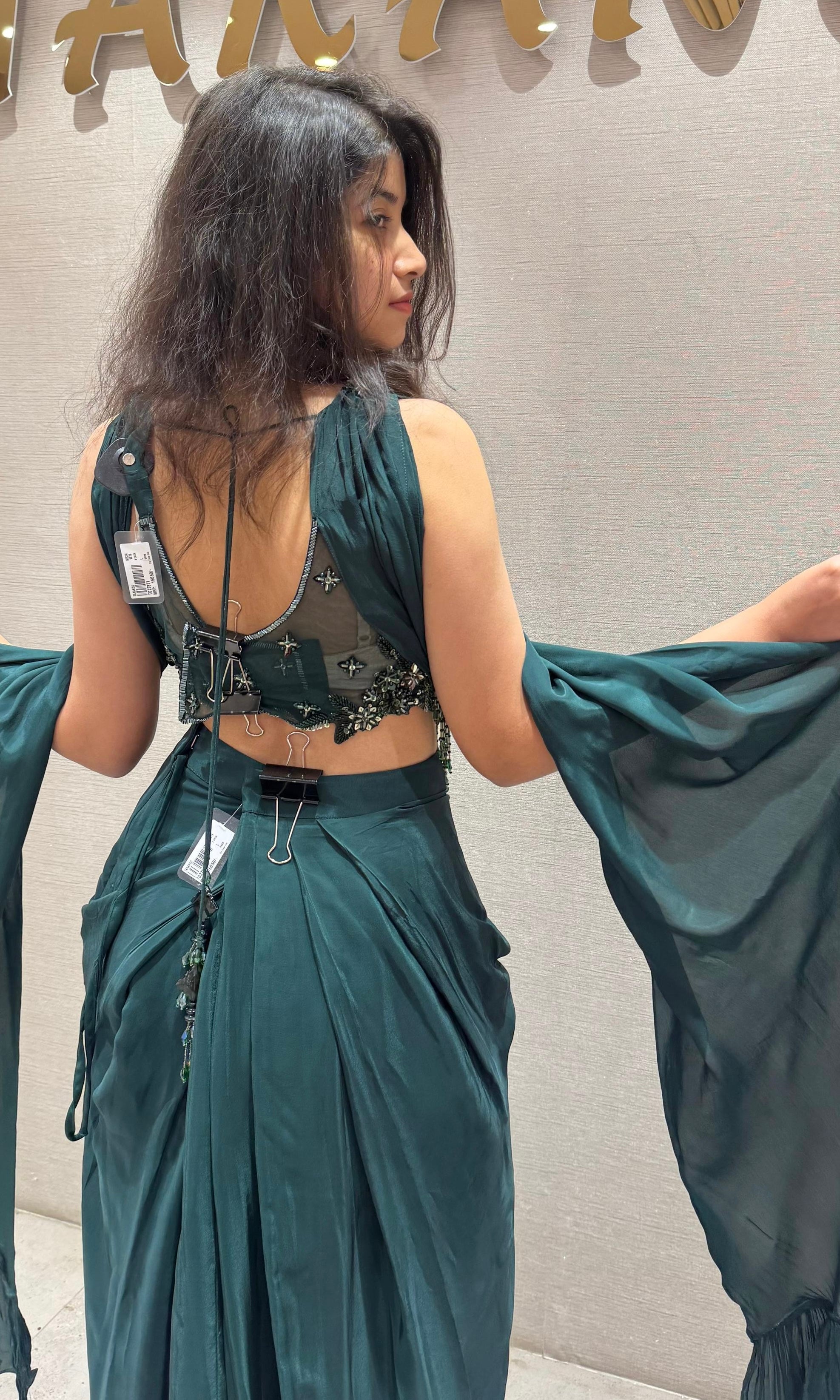 Emerald Siren Cape Skirt Indo western dress