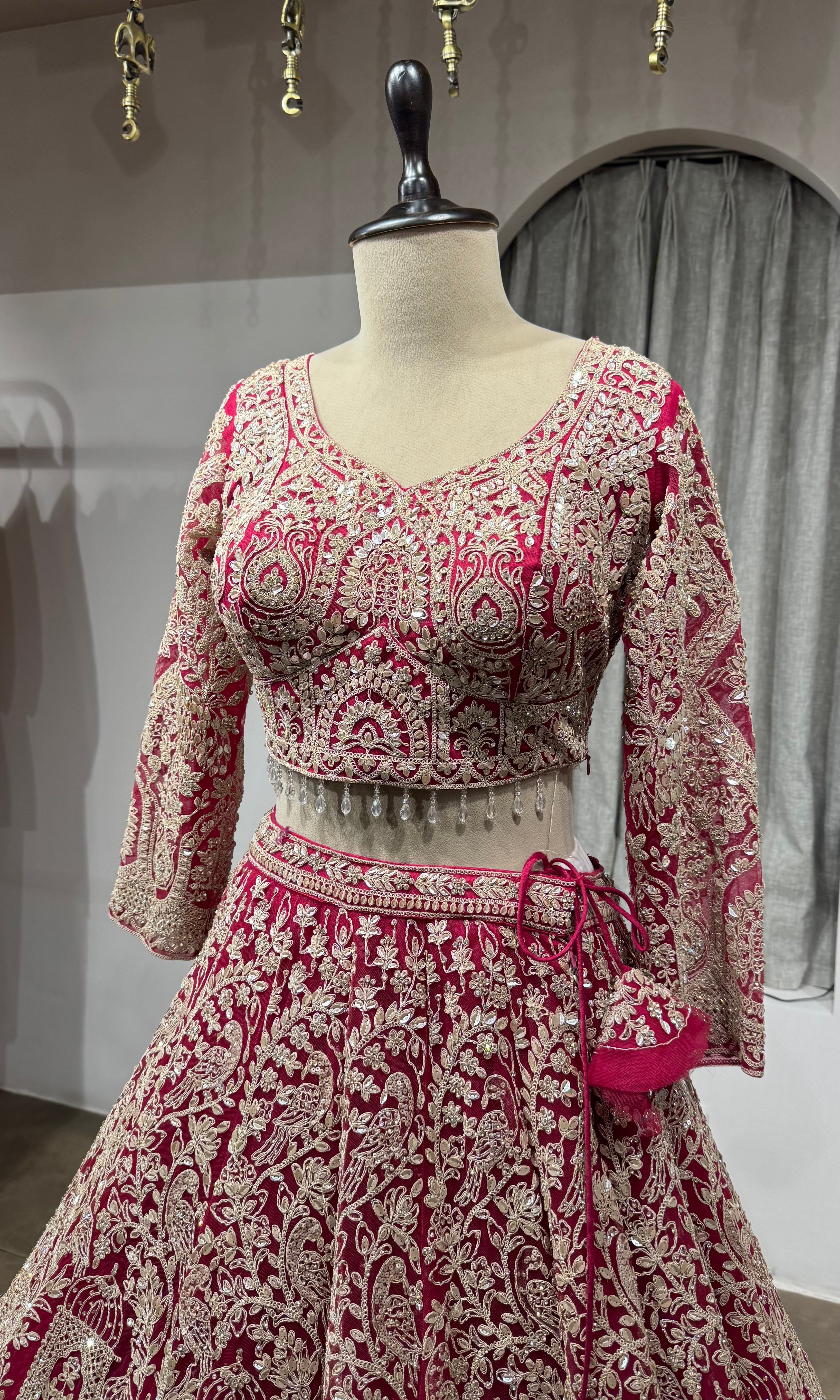 PINK Bridal Lehenga with Floral Embroidery