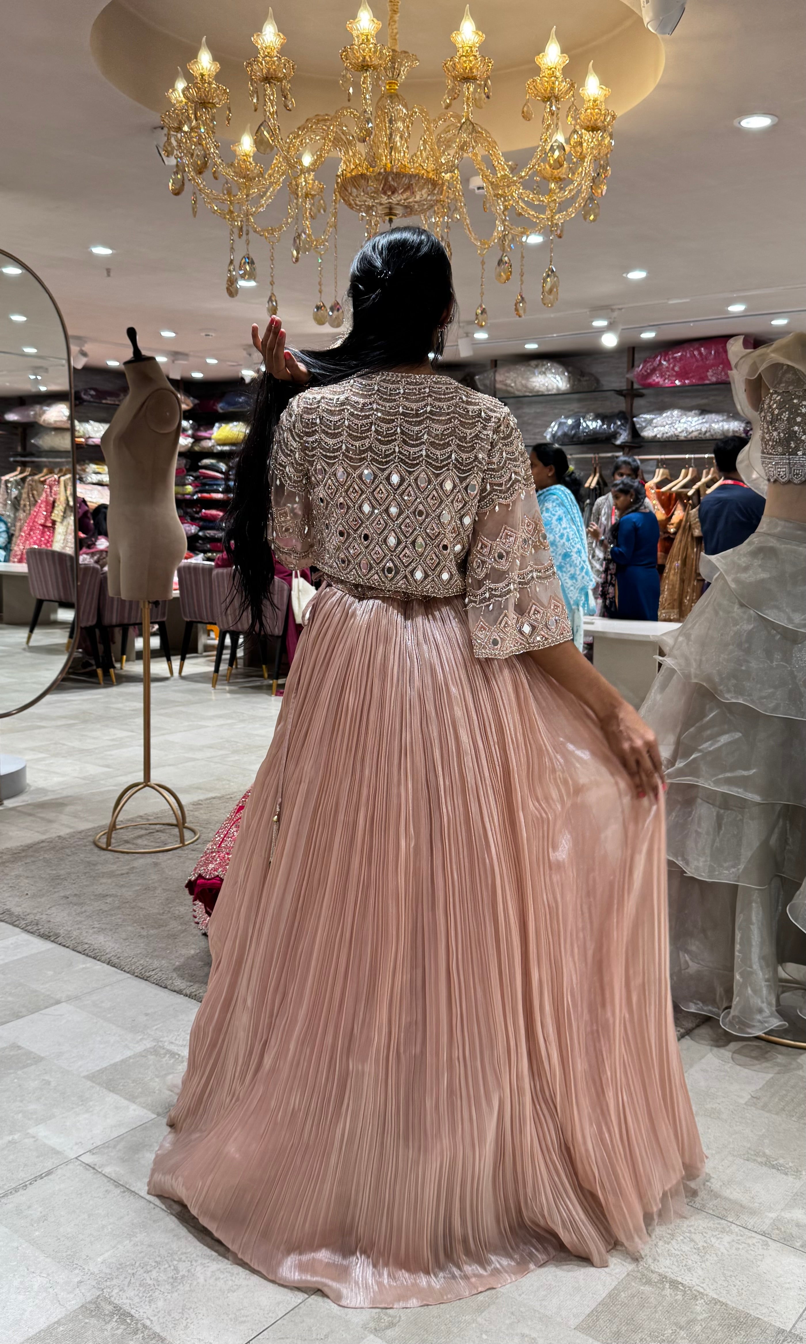 pastel PEACH embellished lehenga