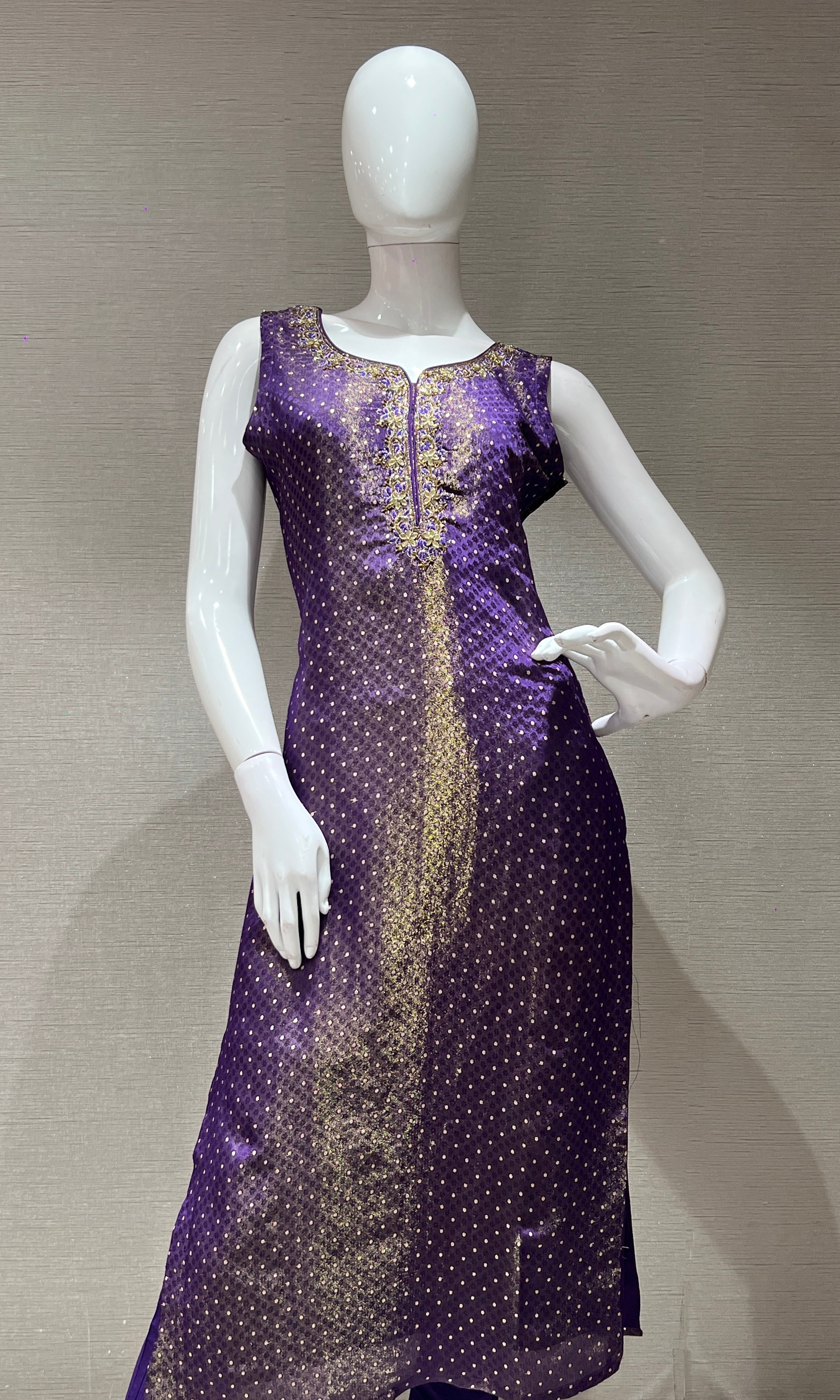 purple embroidered  kurta set with dupatta