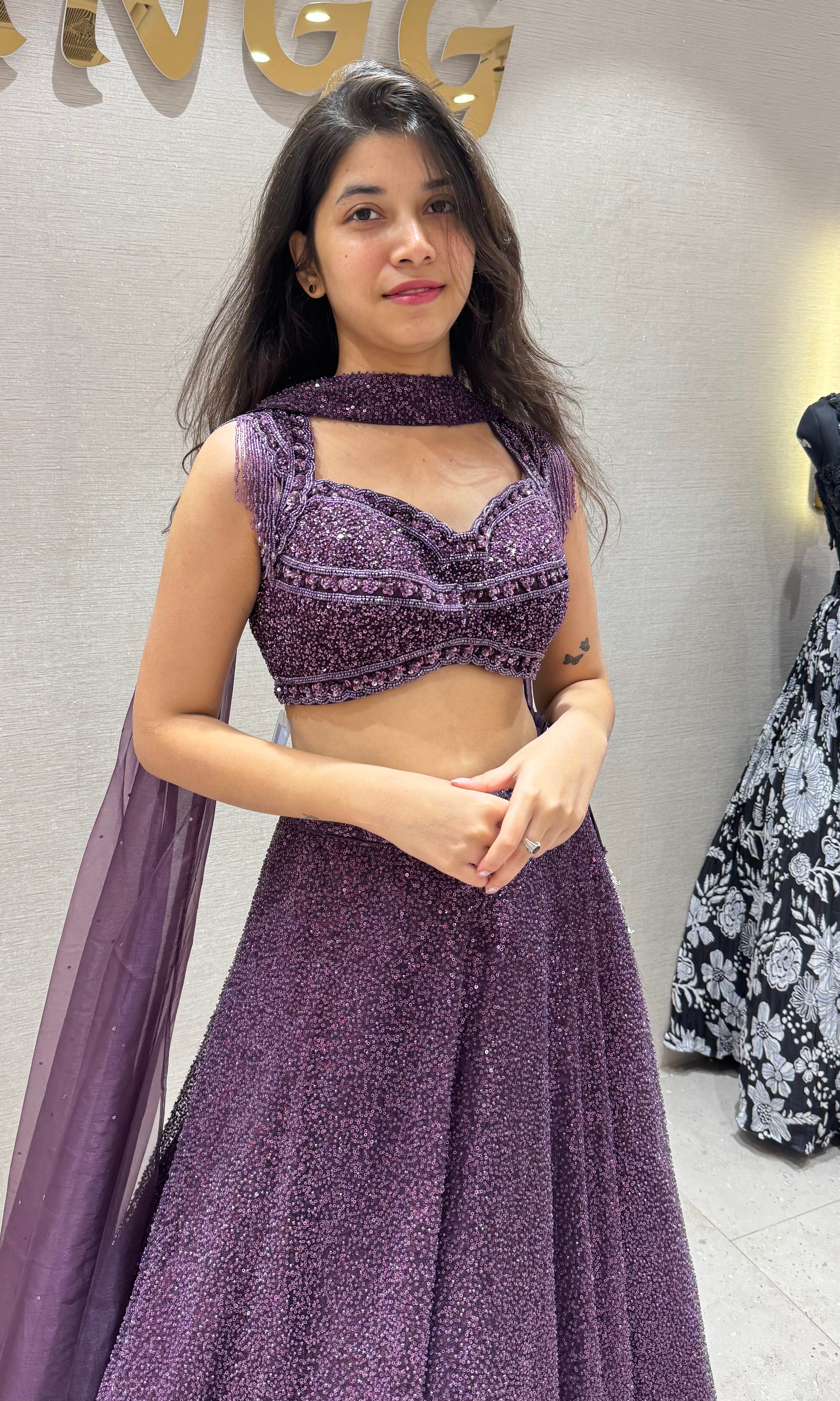 Wine Lehenga WITH ELEGANT CORSET BLOUSE