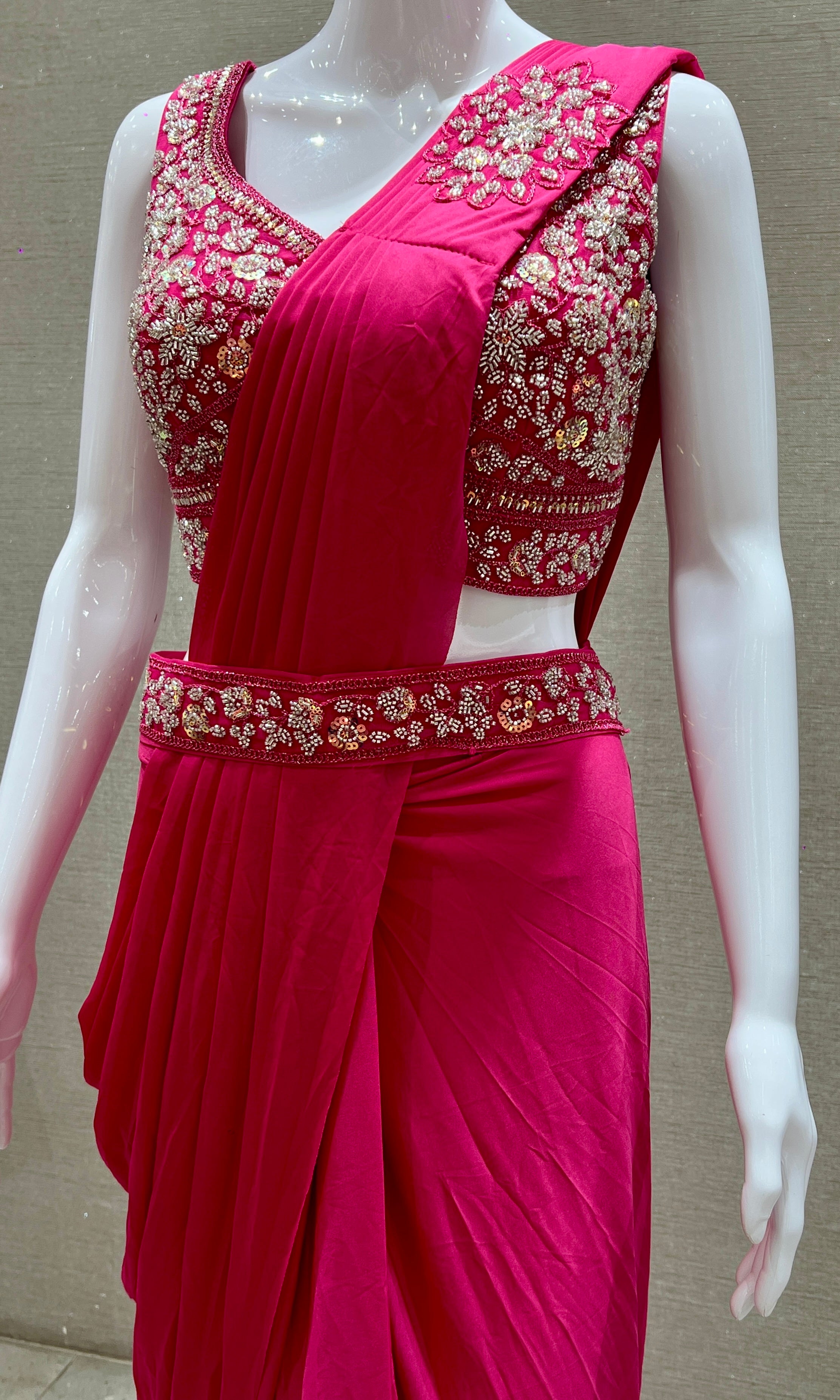 Pink one minute saree