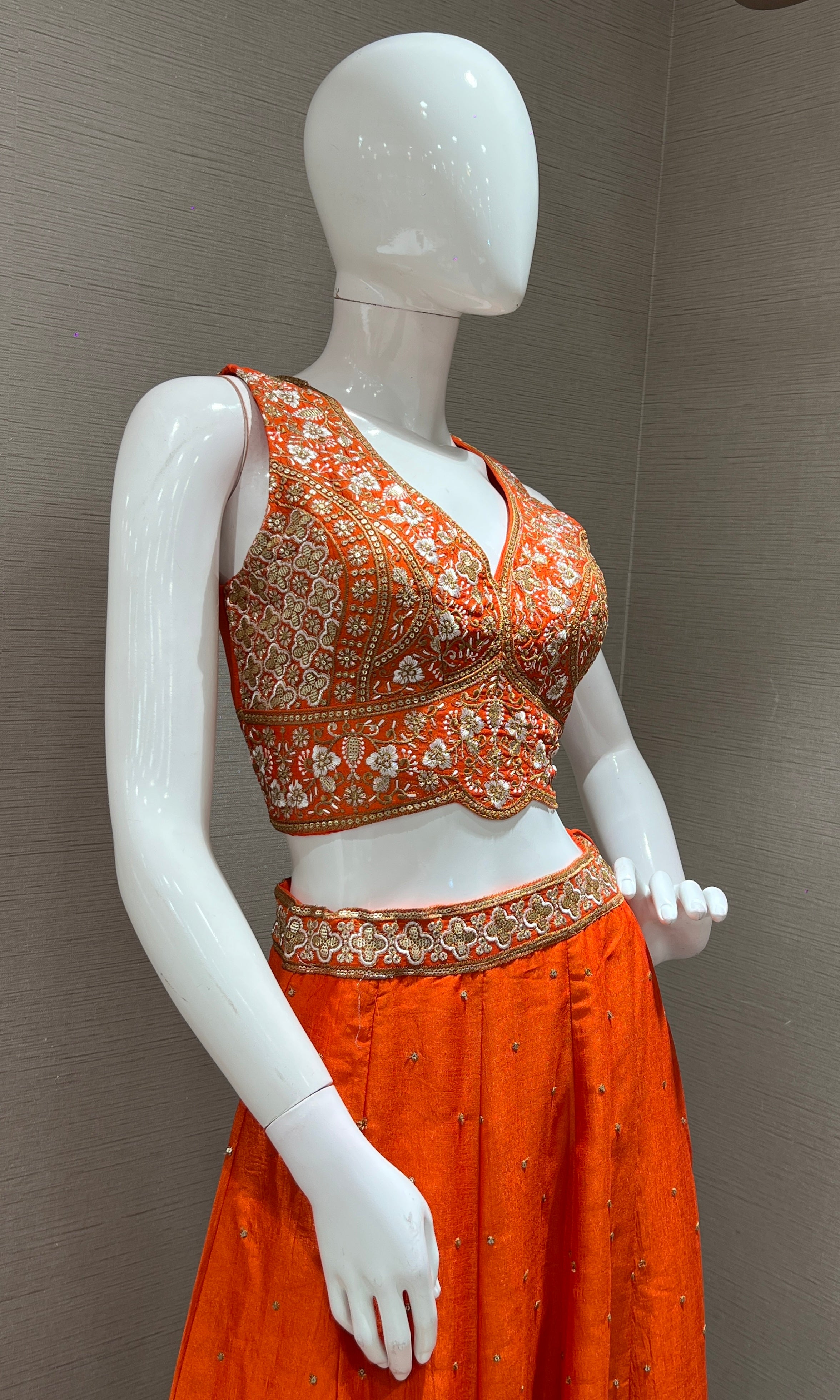 Rust golden embroidered Lehenga