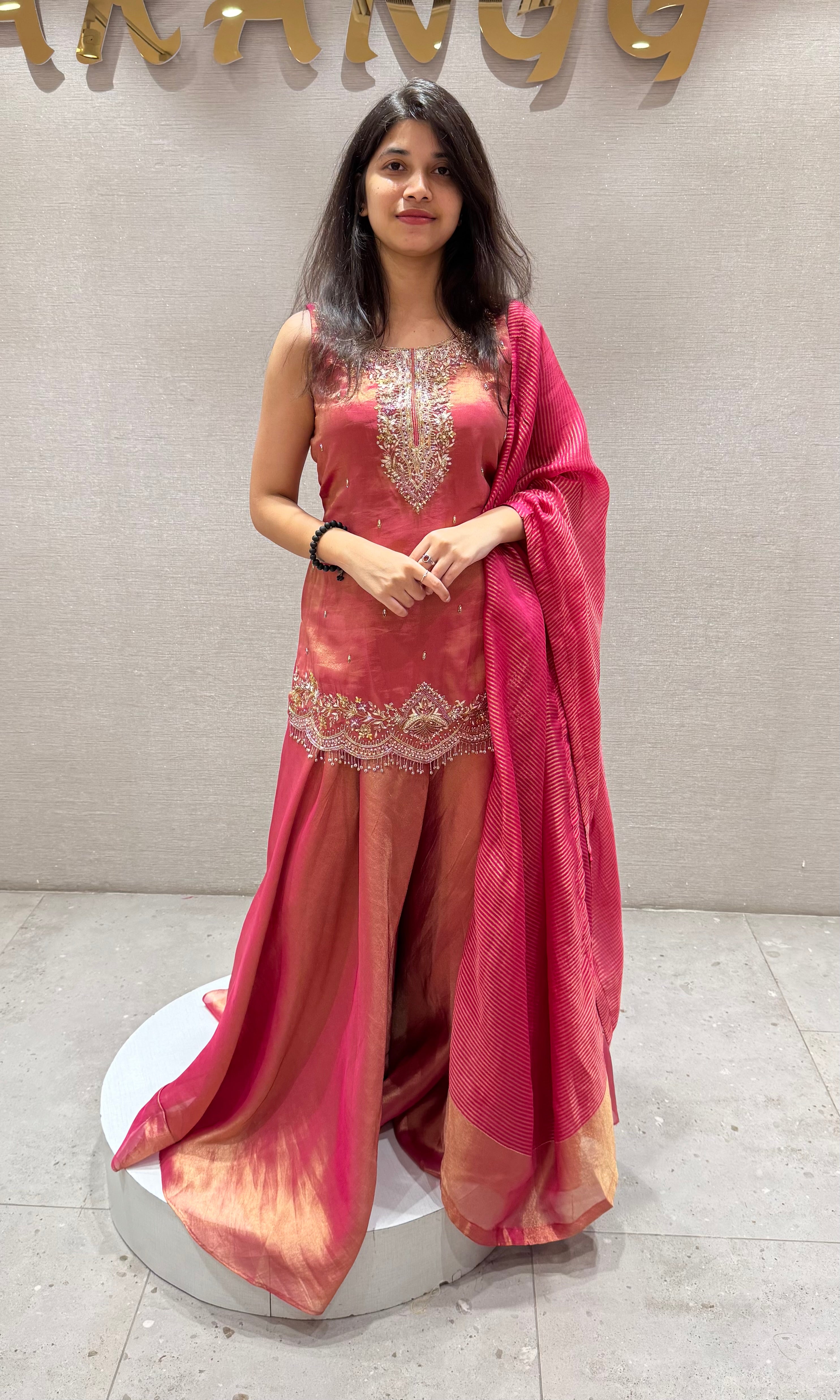 PINK EMBROIDERED SHARARA SET