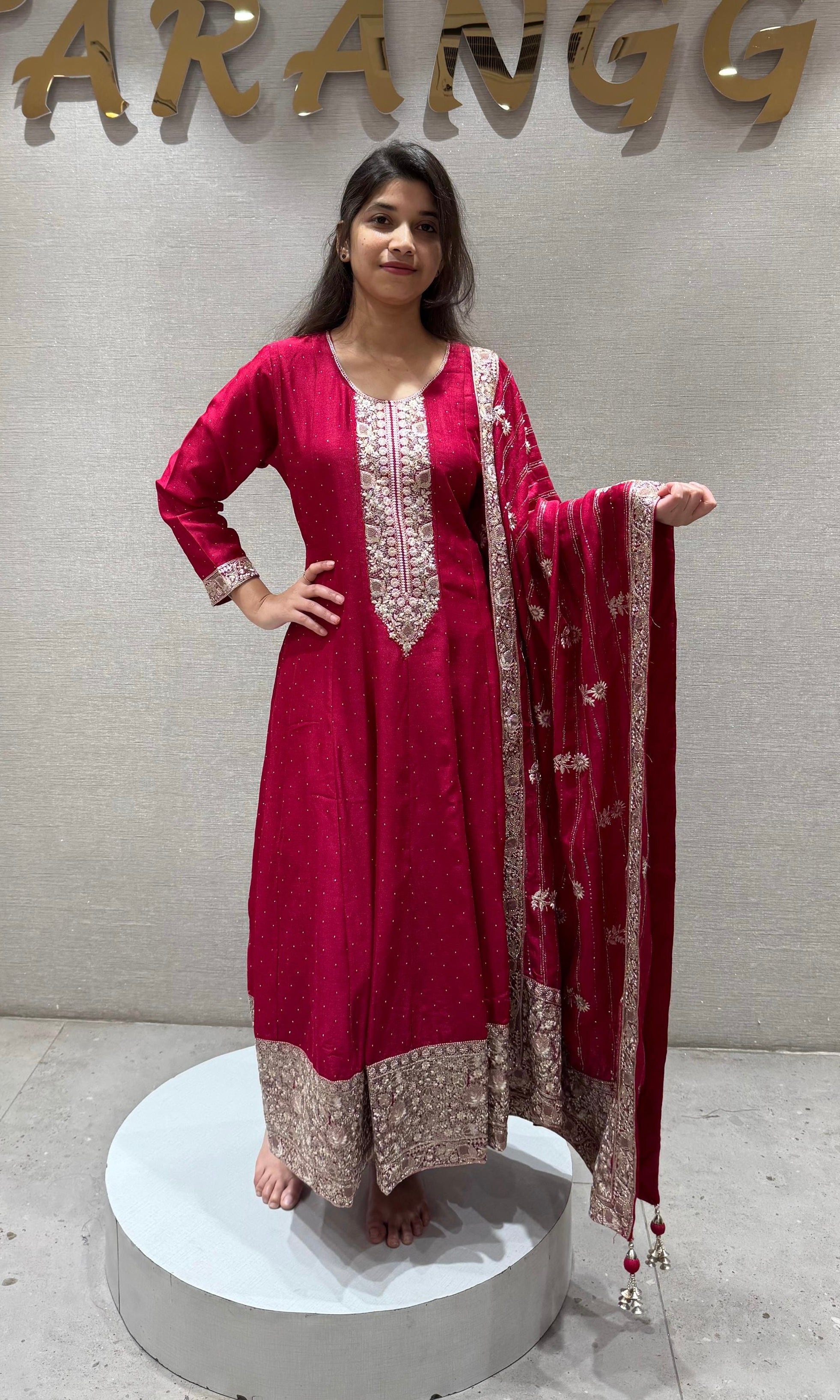 Rani Pink Graceful Anarkali Kurta Set with Dupatta